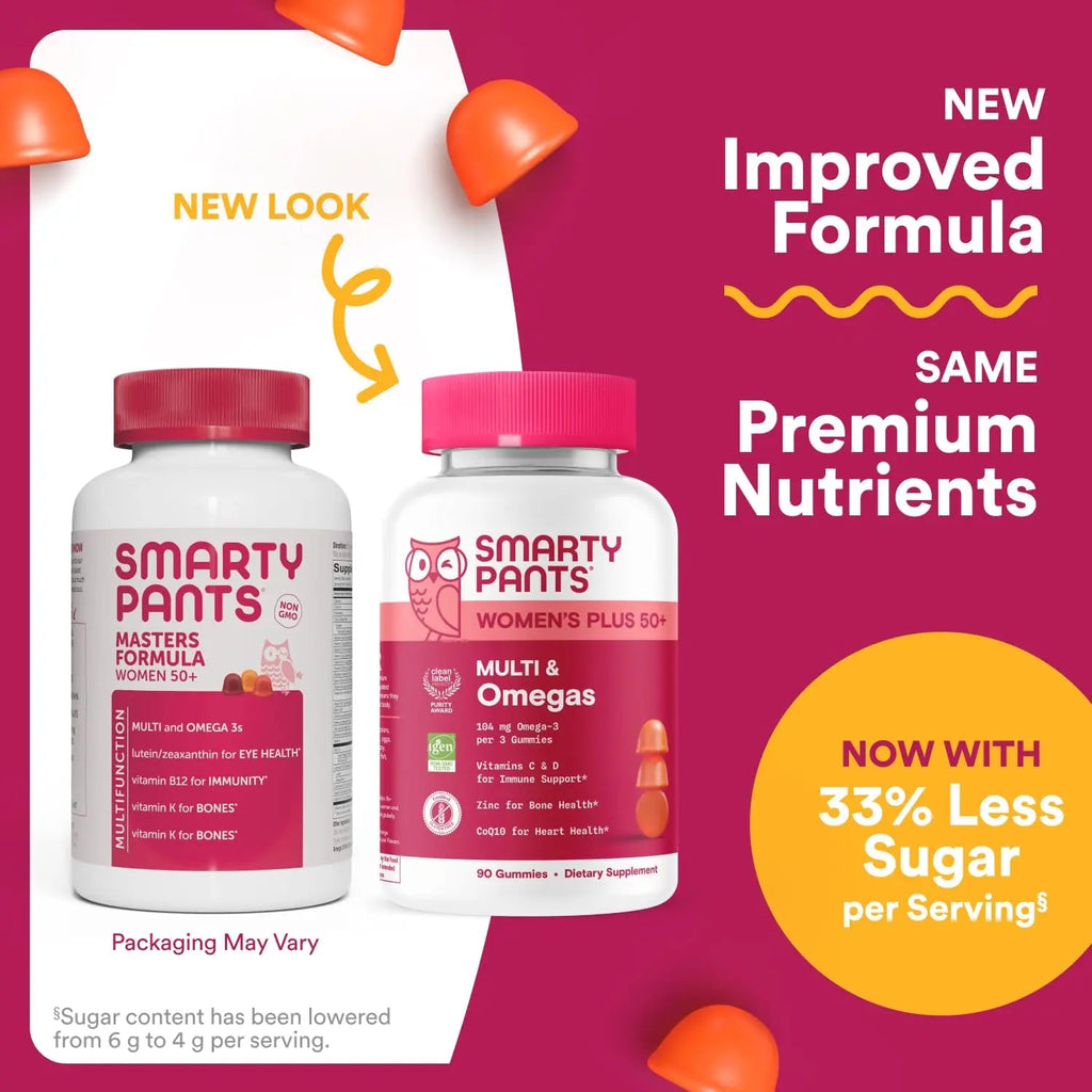 SmartyPants Multivitamin Gummy for Women 50 and Over - Improved Formula: Omega 3 (DHA/EPA), Methylfolate, CoQ10, Vitamin D3, C SmartyPants Au supplements