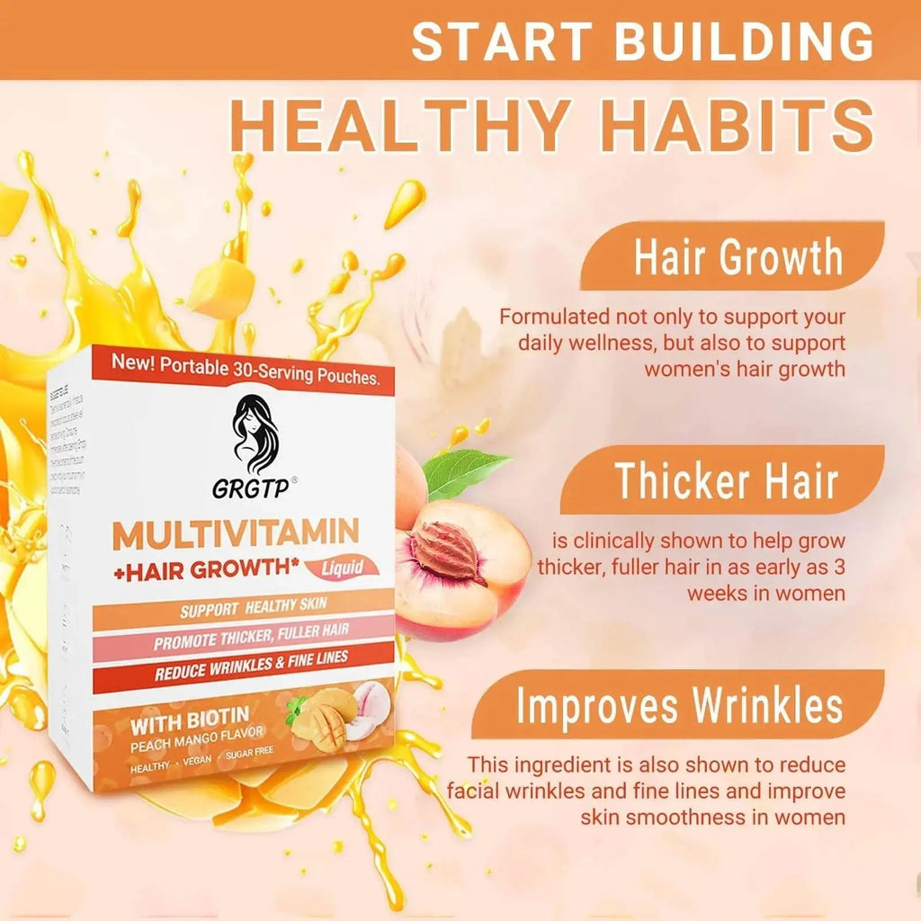 Liquid Multivitamin + Hair Growth | Biotin 10000mcg | Support Healthy Skin,Promote Thicker,Fuller Hair,Reduce Wrinkles & Fine Lines | 15.22 Fl Oz GRGTP Au supplements