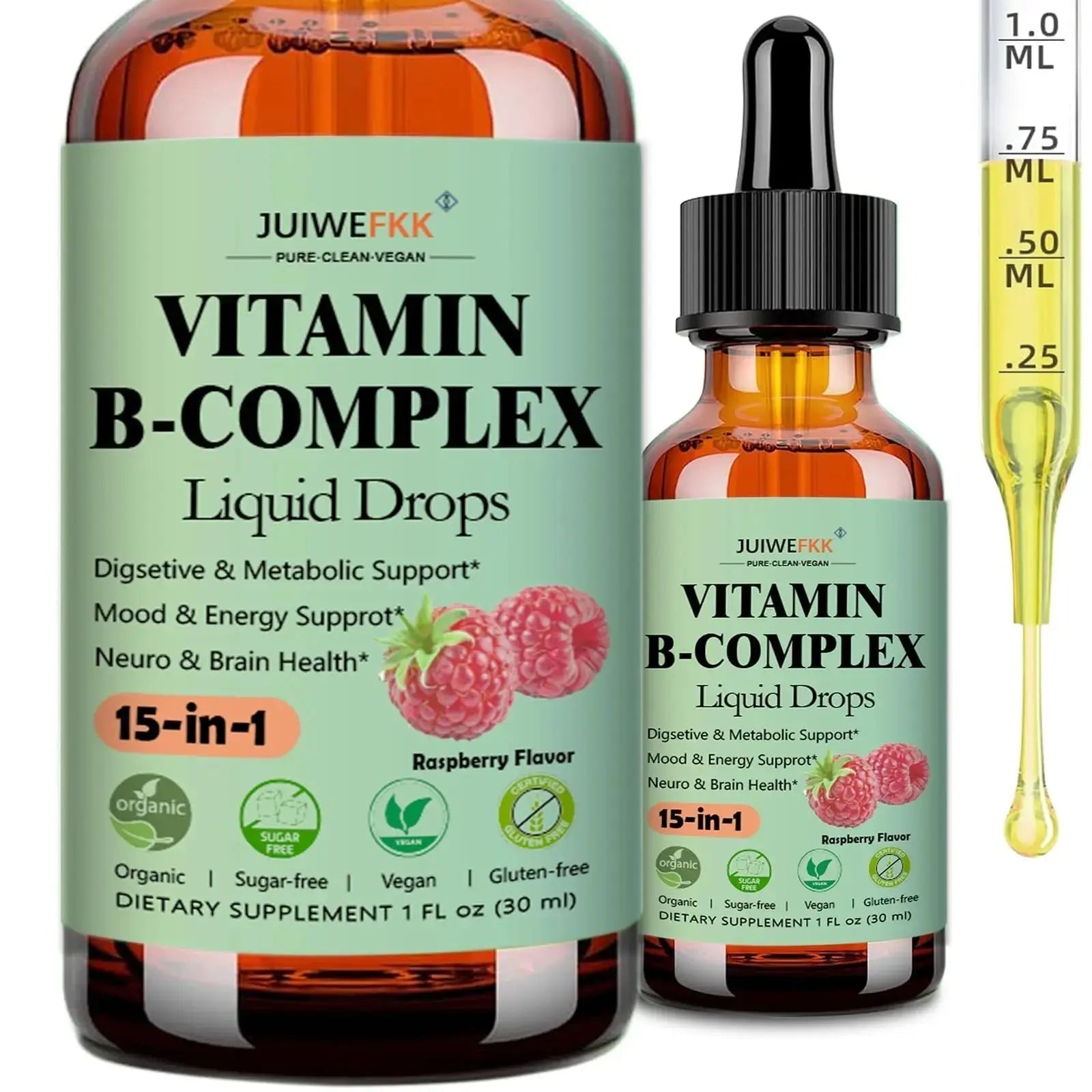 Vitamin B Complex Liquid Drops for Women Men & Kids, 15-in-1 VIT B Complex with Vitamin C B12 B6 B1 Niacin Folate Magnesium JUIWEFKK Au supplements