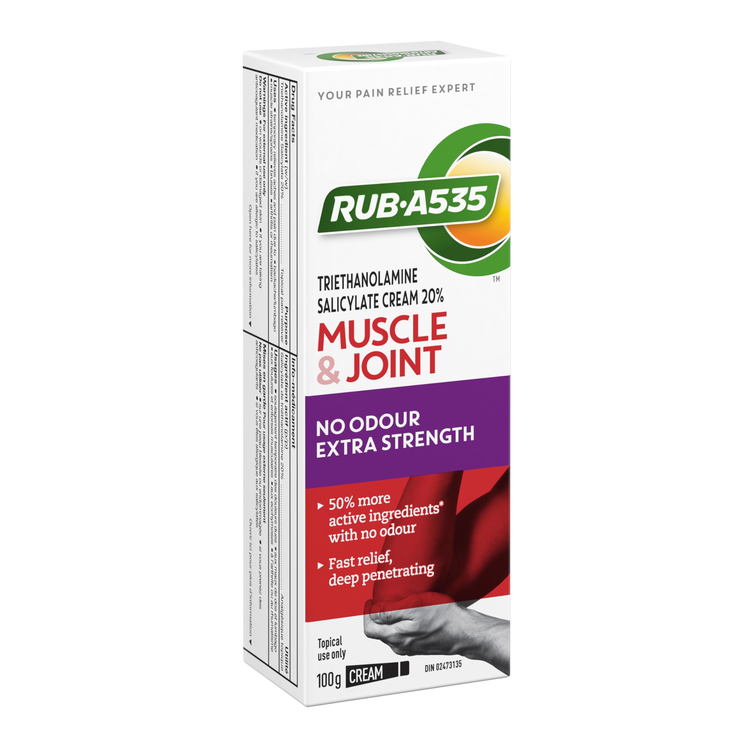 RUB A535 ULTRA STRENGTH NO ODOUR CREAM For Deep Penetrating Relief of Muscle, Joint & Arthritic Pain 100 g Rub A535 Au supplements
