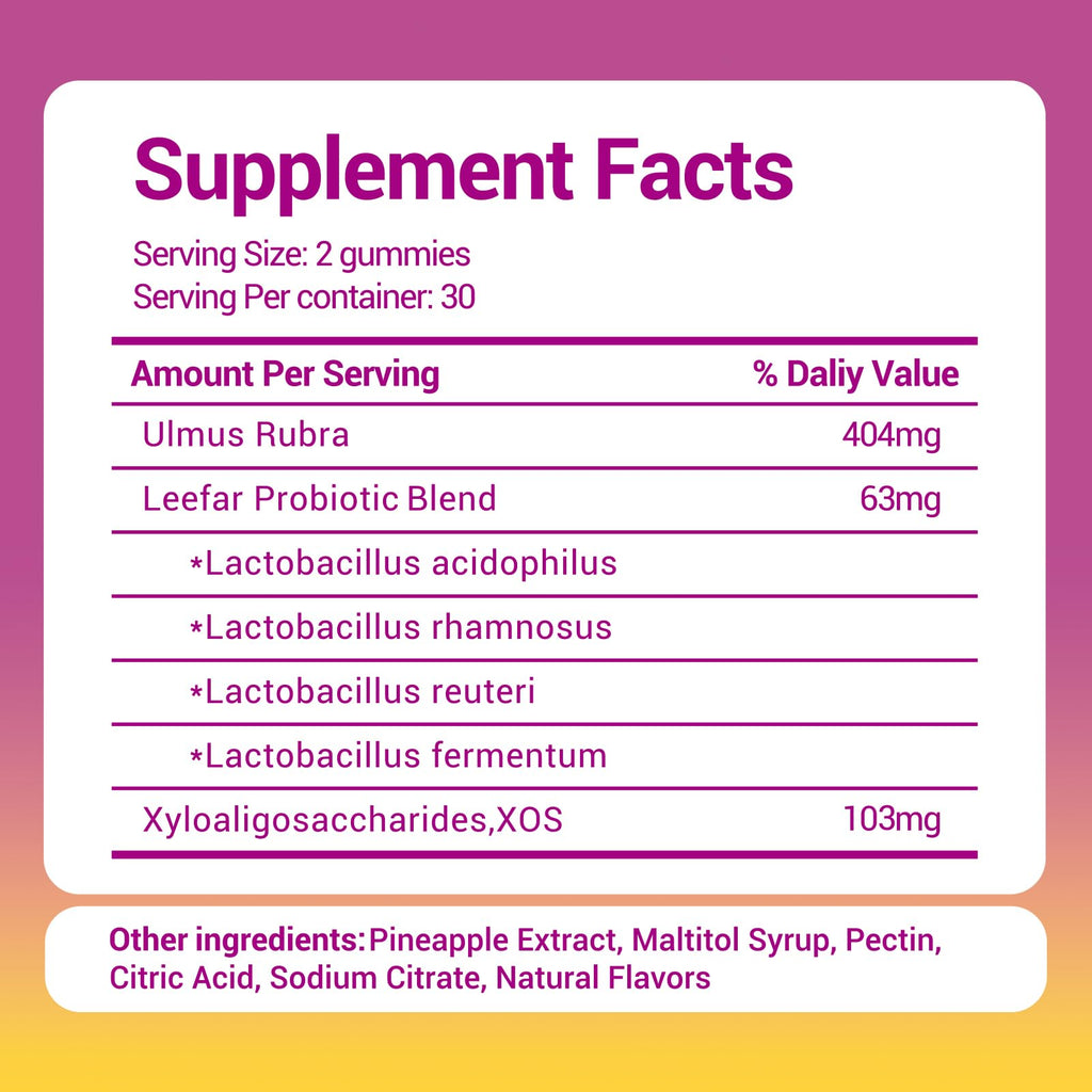 Her Juicy Women's Probiotic Gummies: Supports Women’s Wellness & pH Balance, Clean Vegan, Pineapple Flavor, Prebiotics & Lactobacillus Blend, with Slippery Elm, Gut Health & Immune Defense, 60 Gummies Heawdra Au supplements