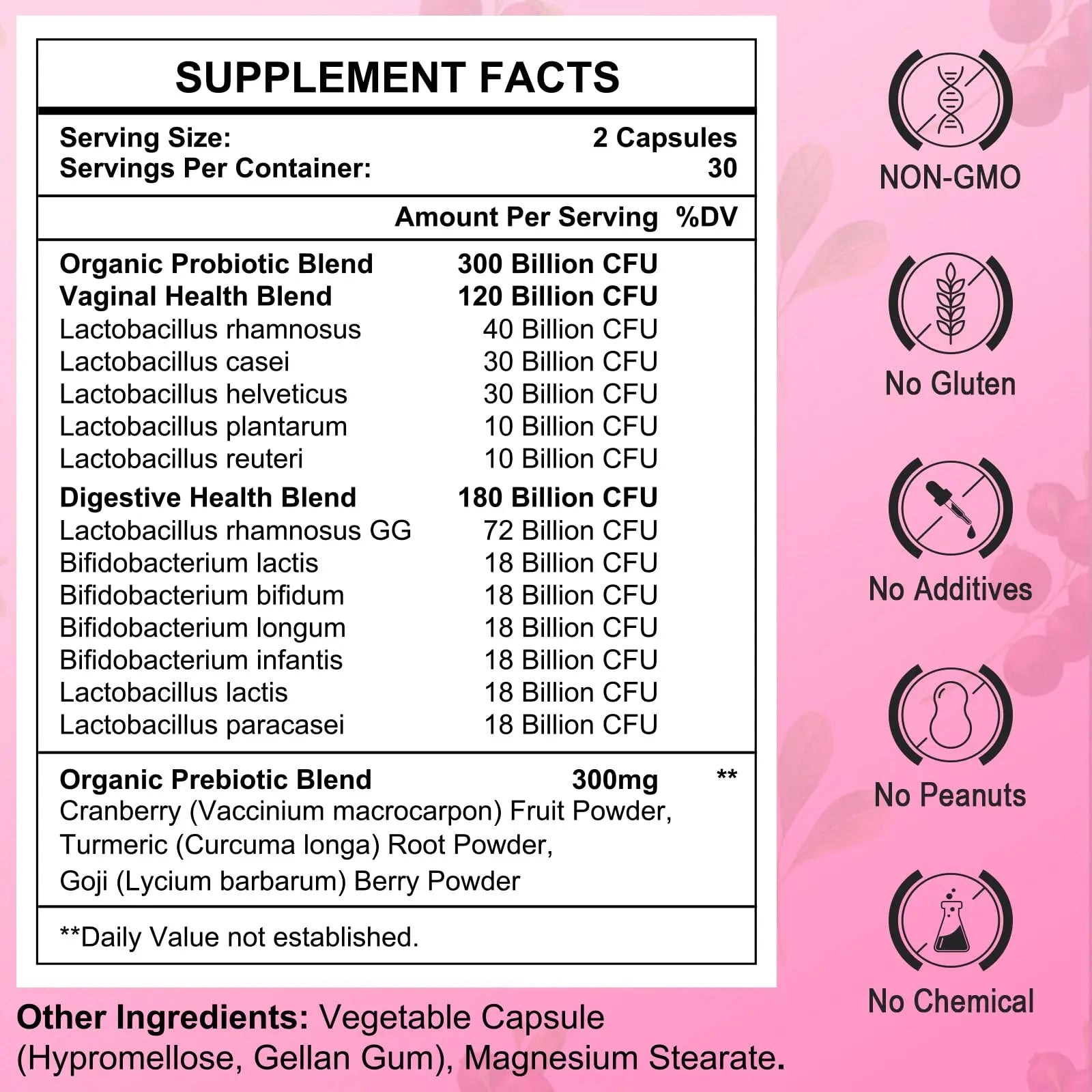 300 Billion CFUs Probiotics for Women,12 Strains Probiotics with Prebiotic Cranberry Heafetine Au supplements