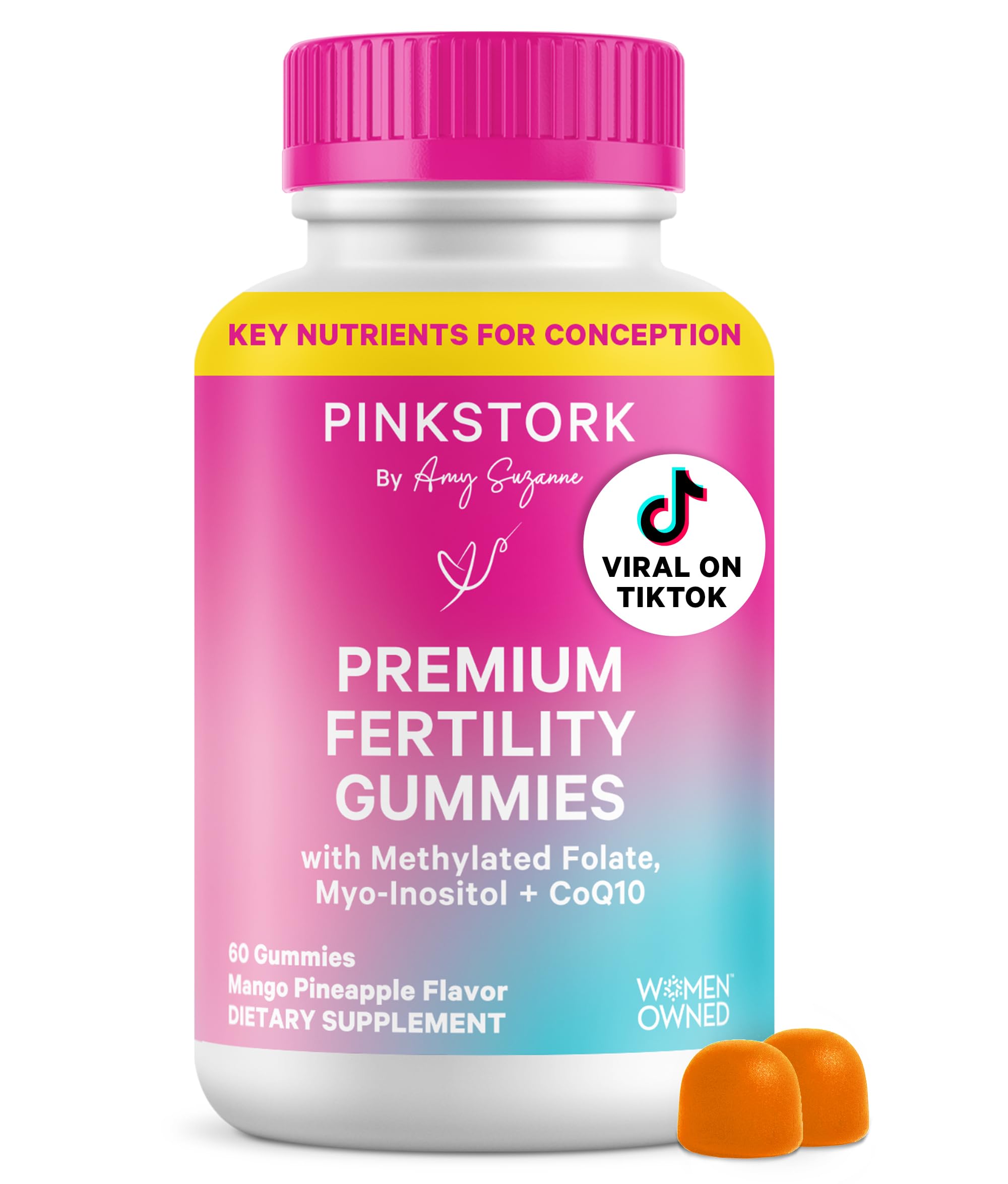 Pink Stork Premium Fertility Gummies | Fertility Supplements for Women with CoQ10, Myo-Inositol + Prenatal Vitamins | Conception Support | Hormone Balance for Women, Ovarian Care - 60 Gummies Pink Stork Au supplements