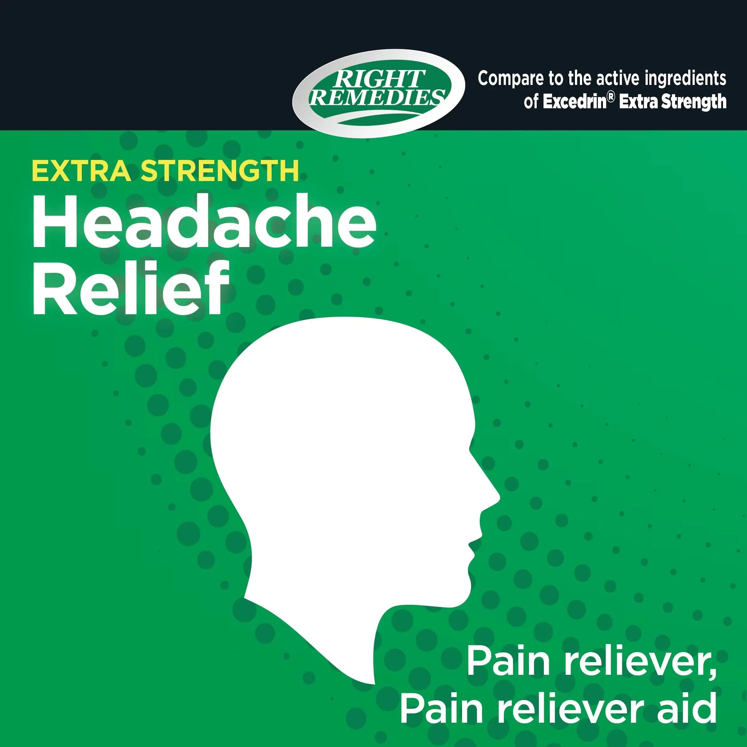 RIGHT REMEDIES Extra Strength Headache Relief with Acetaminophen, Aspirin (NSAID) & Caffeine, (300 caplets), Back & Body Pain Relief, Compare to The Active Ingredients in Excedrin® Extra Strength RIGHT REMEDIES Au supplements