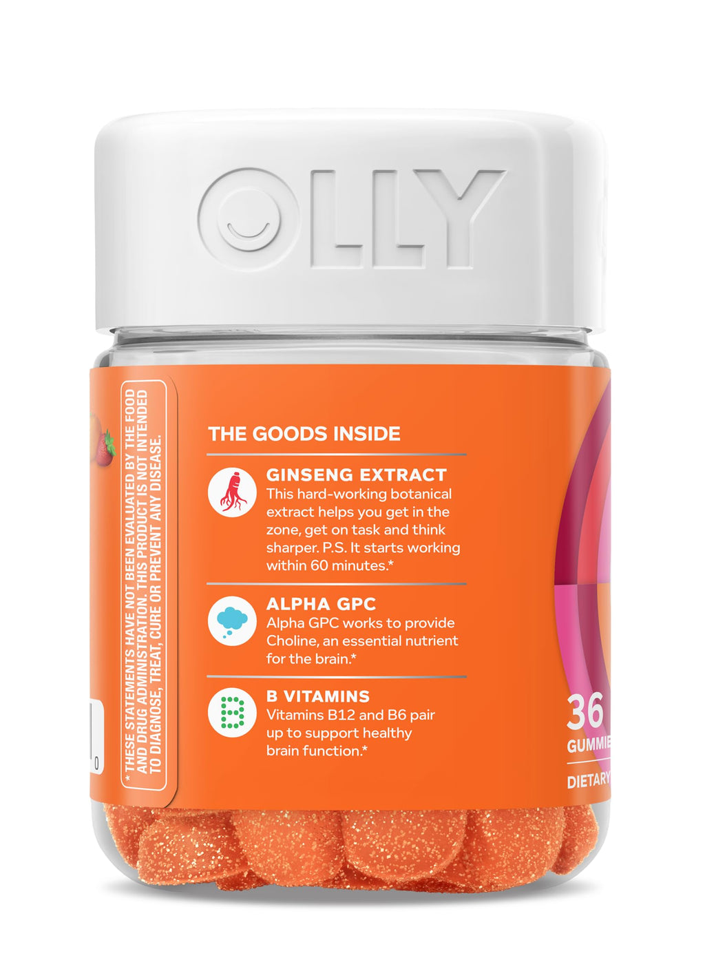 OLLY Laser Focus Gummy, Ginseng, Alpha GPC, B Vitamins, Berry Tangerine Flavor - 36 Count OLLY Au supplements