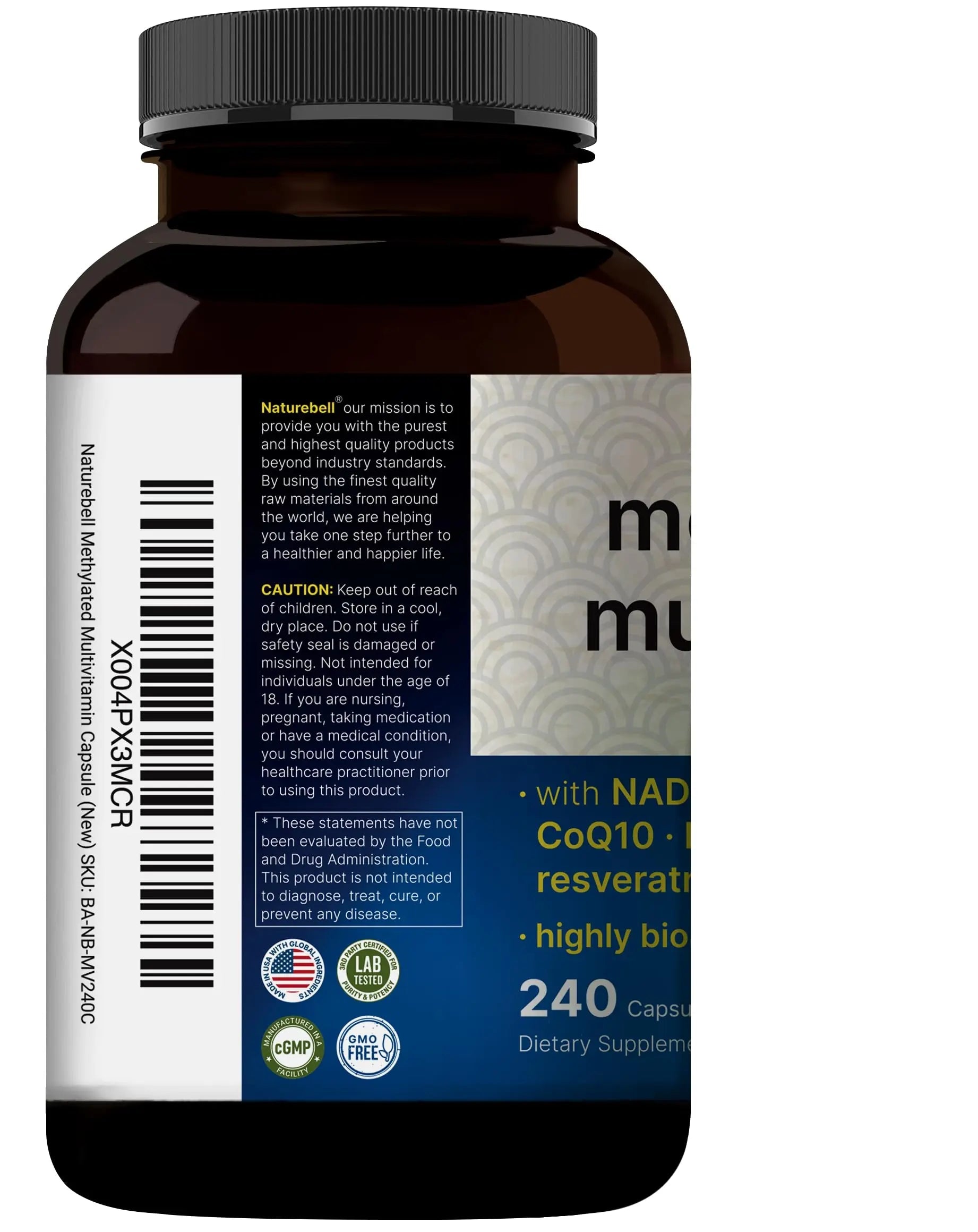 Methylated Multivitamin, 240 Capsules | Highly Bioavailable – 27 Advanced Nutrients – Vitamins A, C, D3, K2 + B Complex with Methylfolate, Methylcobalamin NatureBell Au supplements
