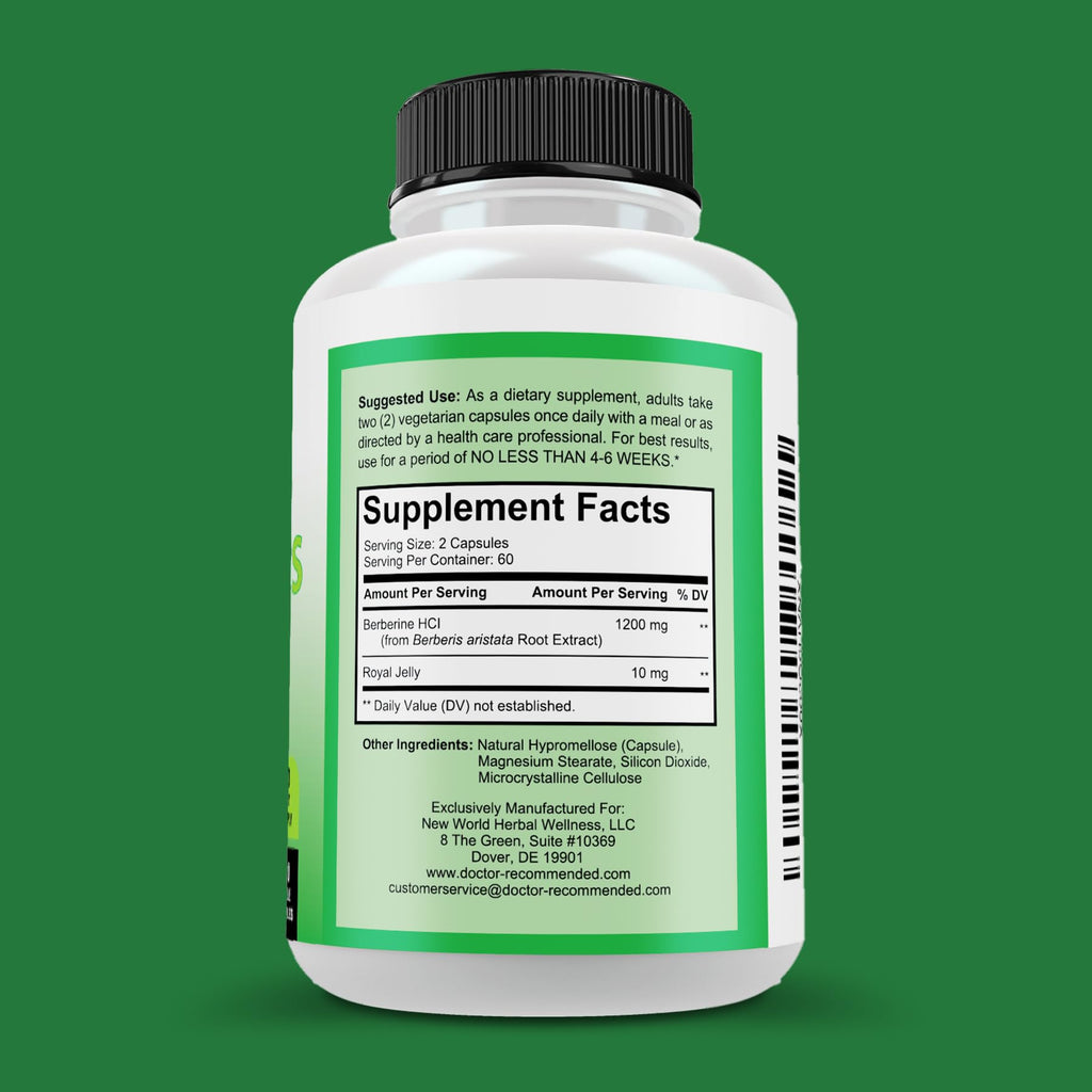 DOCTOR RECOMMENDED SUPPLEMENTS Plus 1200mg Per Serving - 120 Veggie Capsules with Royal Jelly