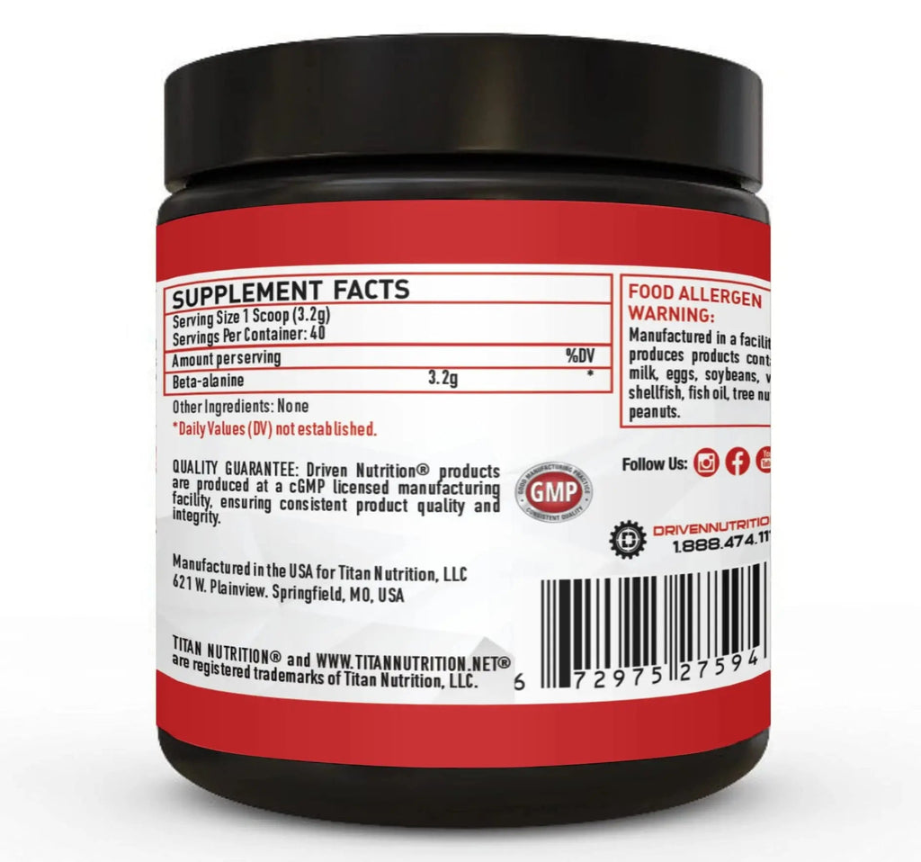 Driven Nutrition Beta Alanine, Unflavored - Preworkout Carnosine Booster for Physical Driven Nutrition Au supplements