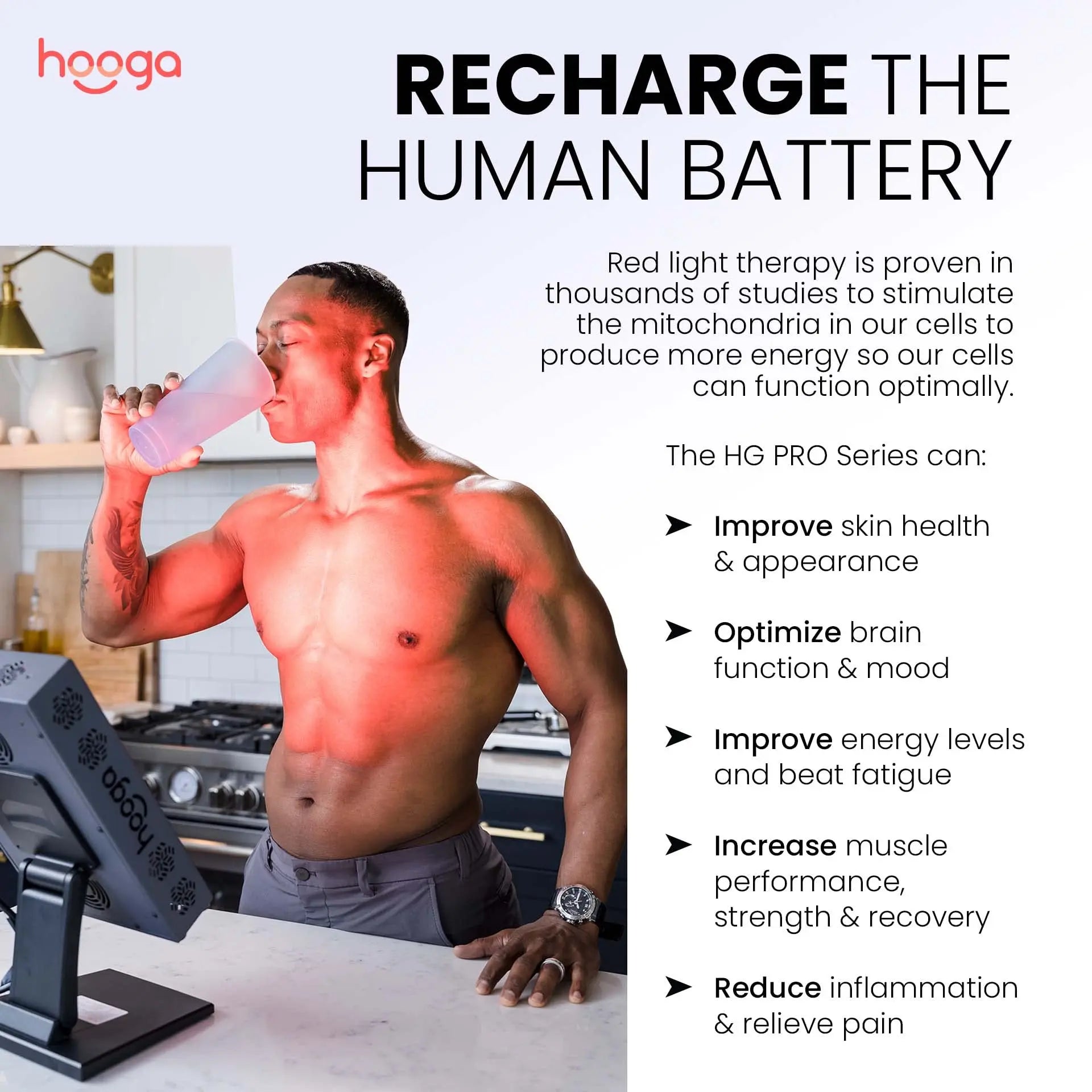 Hooga Red Light Therapy 660nm 850nm Red Near Infrared, Dual Chip Flicker Free LEDs, PRO Series hooga Au supplements