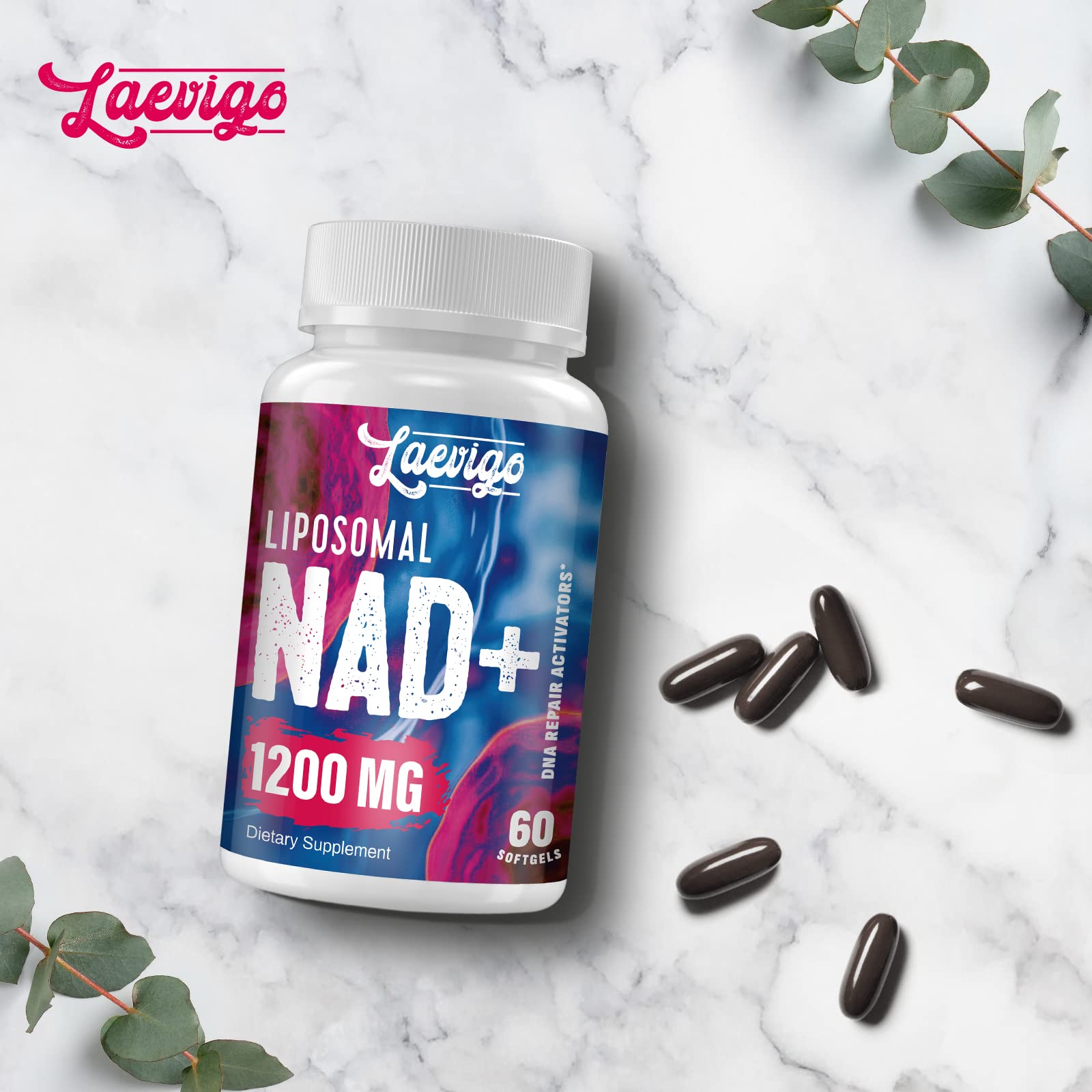 Laevigo Liposomal NAD+ Supplement 1200mg High Absorption, Cellular Energy & Mitochondrial Support, NAD Plus for Longevity & Vitality, Anti-Aging Formula, 60 Softgels Laevigo Au supplements