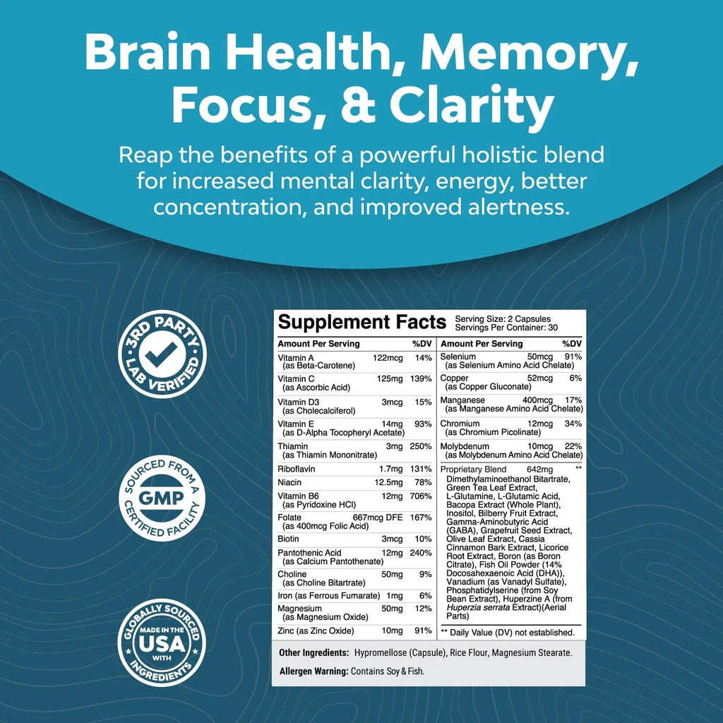 Nootropics Brain Support Supplement - Mental Focus Nootropic Memory Supplement Huntington Labs Au supplements
