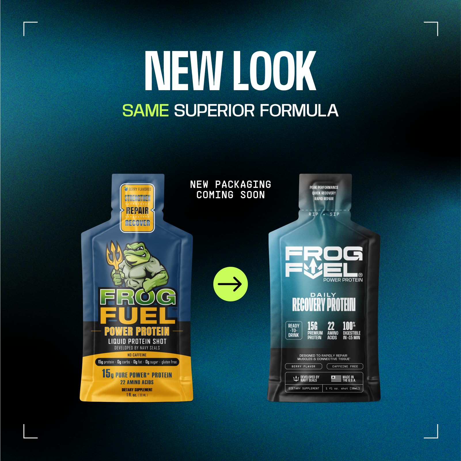 Frog Fuel Power Regular Complete Liquid Protein Shot, 15g, Nano Hydrolyzed & Grass Fed Collagen, Post Workout, Gluten Free, Fat & Sugar Free