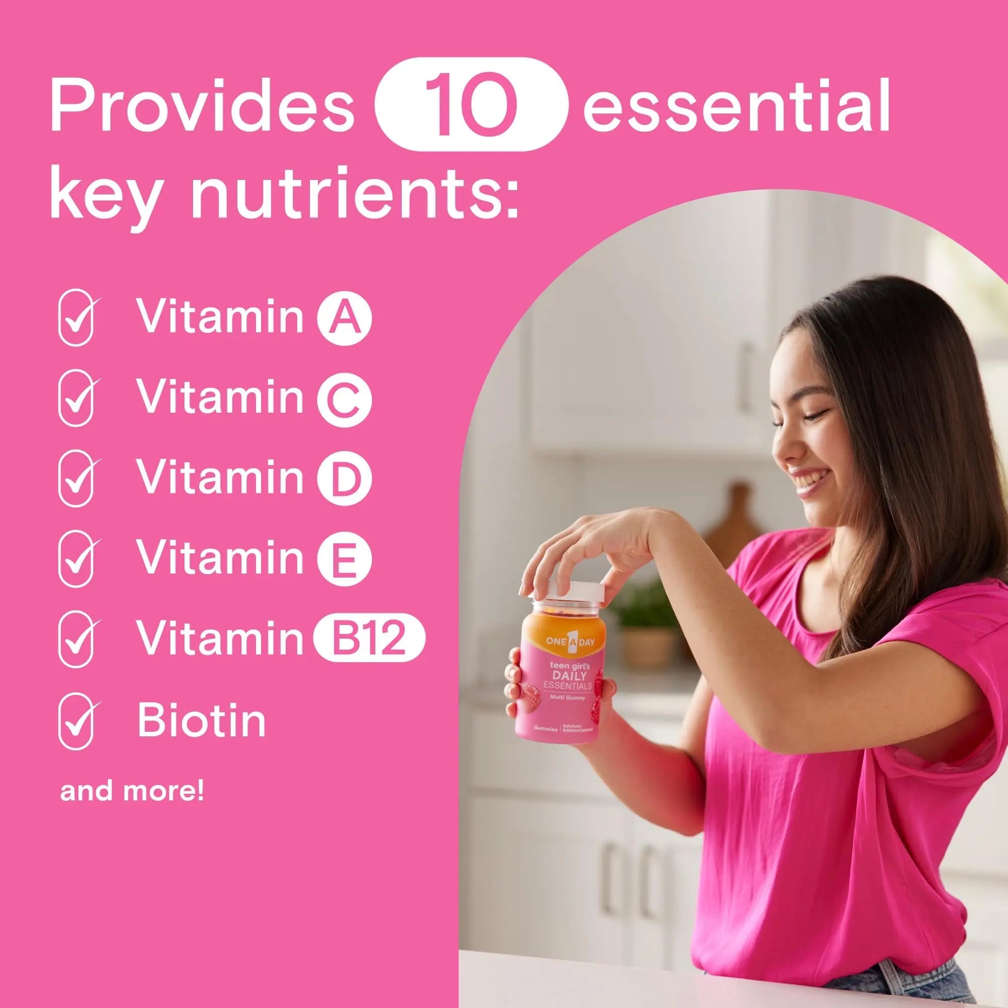 One A Day Teen Girl’s Daily Essentials Multivitamin Gummies, Teen Girl Multivitamins with Biotin, Vitamin B12 and B6, Vitamin C ONE A DAY Au supplements