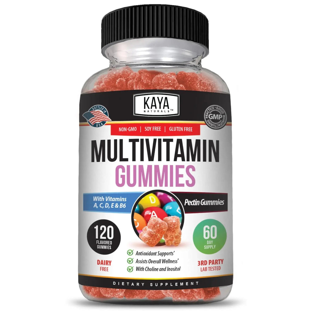 Kaya Naturals Adult Multi Vitamin Gummy, 120 Count, Biotin, Vitamin A, B-12, C & E, Including Zinc, Folic Acid, Strawberry Flavor (120 Gummies) Kaya Naturals Au supplements