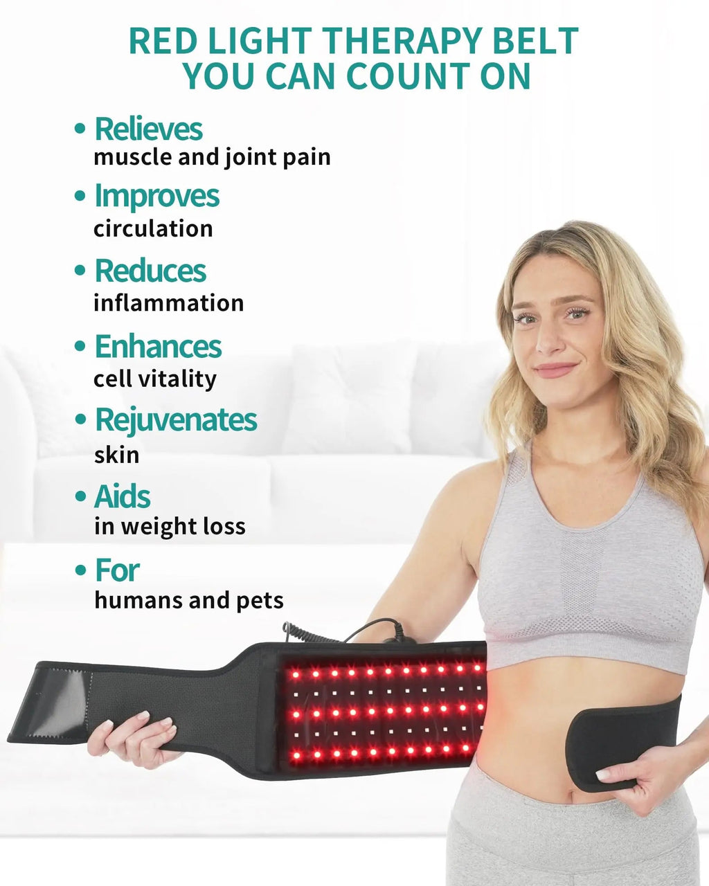Nekteck Red Light Therapy Belt for Body, Wireless Near-Infrared Light Pad for Pain Relief, Inflammation Nekteck Au supplements