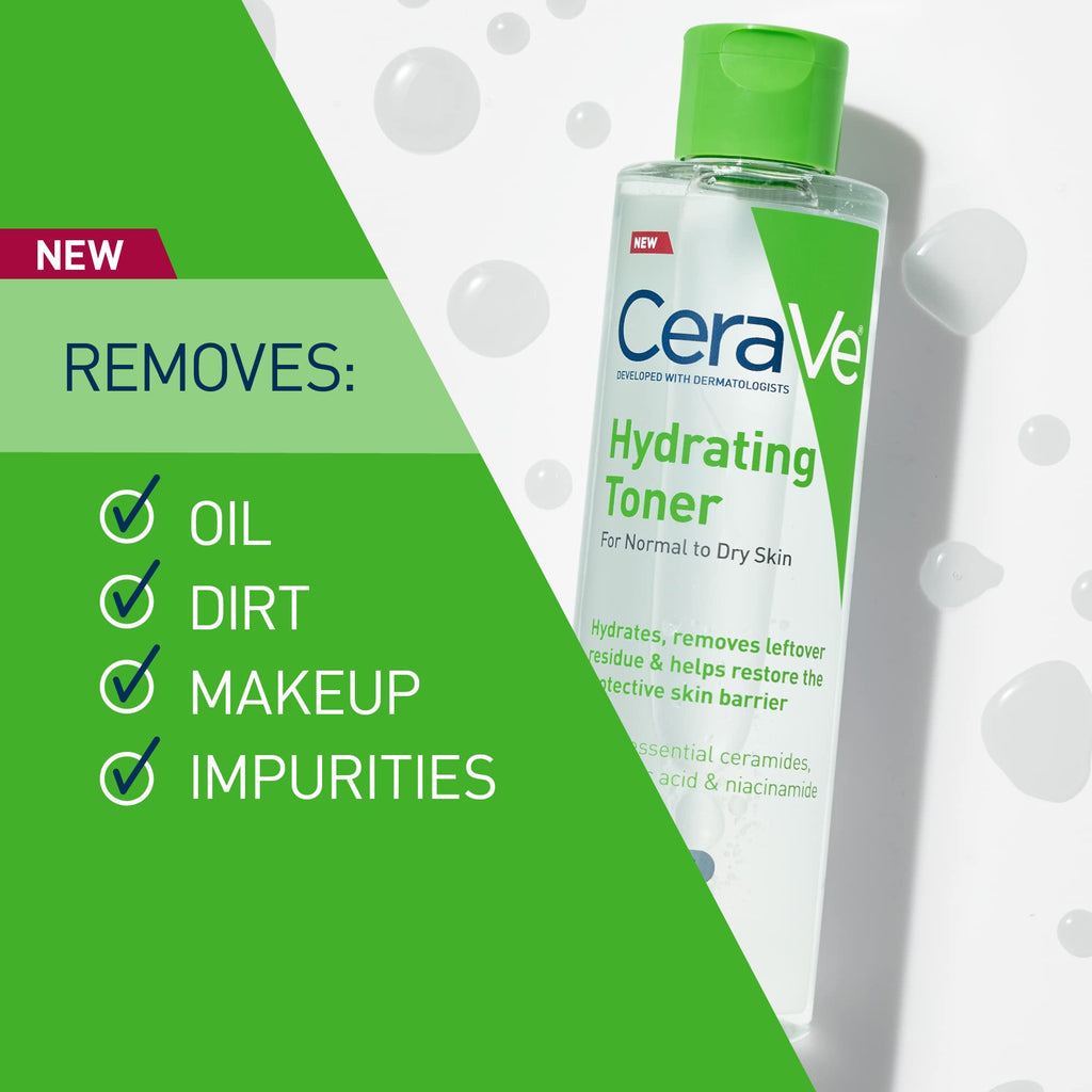 CeraVe Hydrating Toner for Face Non-Alcoholic with Hyaluronic Acid, Niacinamide, and Ceramides for Sensitive Dry Skin