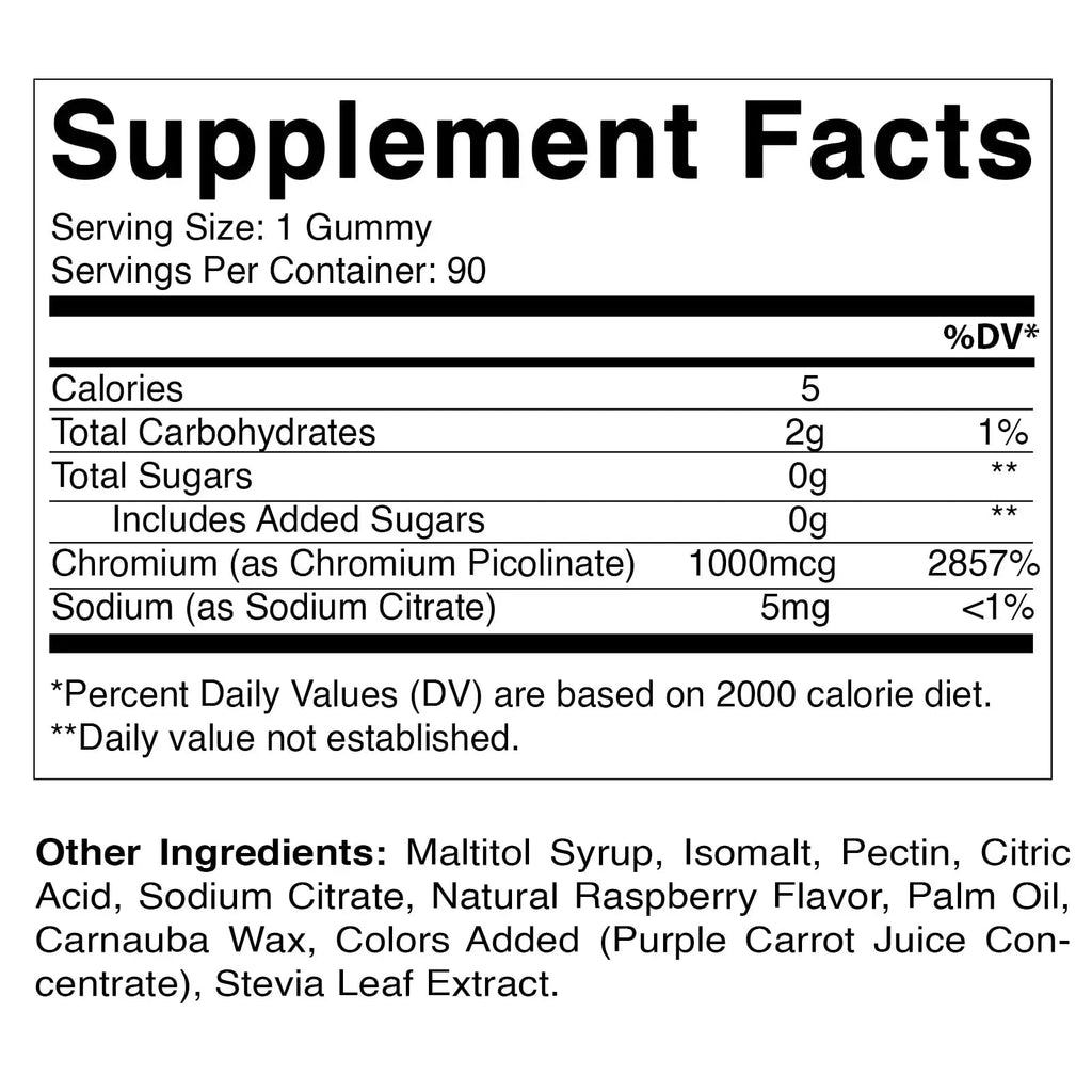 Vitamatic Chromium Picolinate 1000 mcg - 90 Gummies - High Potency Chromium Vitamatic Au supplements