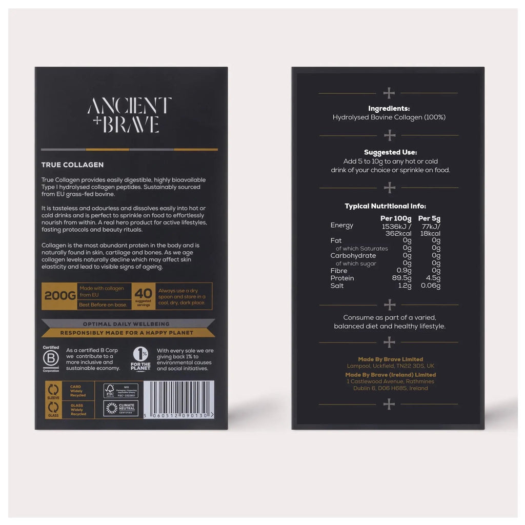 Ancient + Brave True Collagen 200g - Grass-Fed Bovine Collagen Powder - 100% Hydrolysed Collagen Peptides Ancient + Brave Au supplements