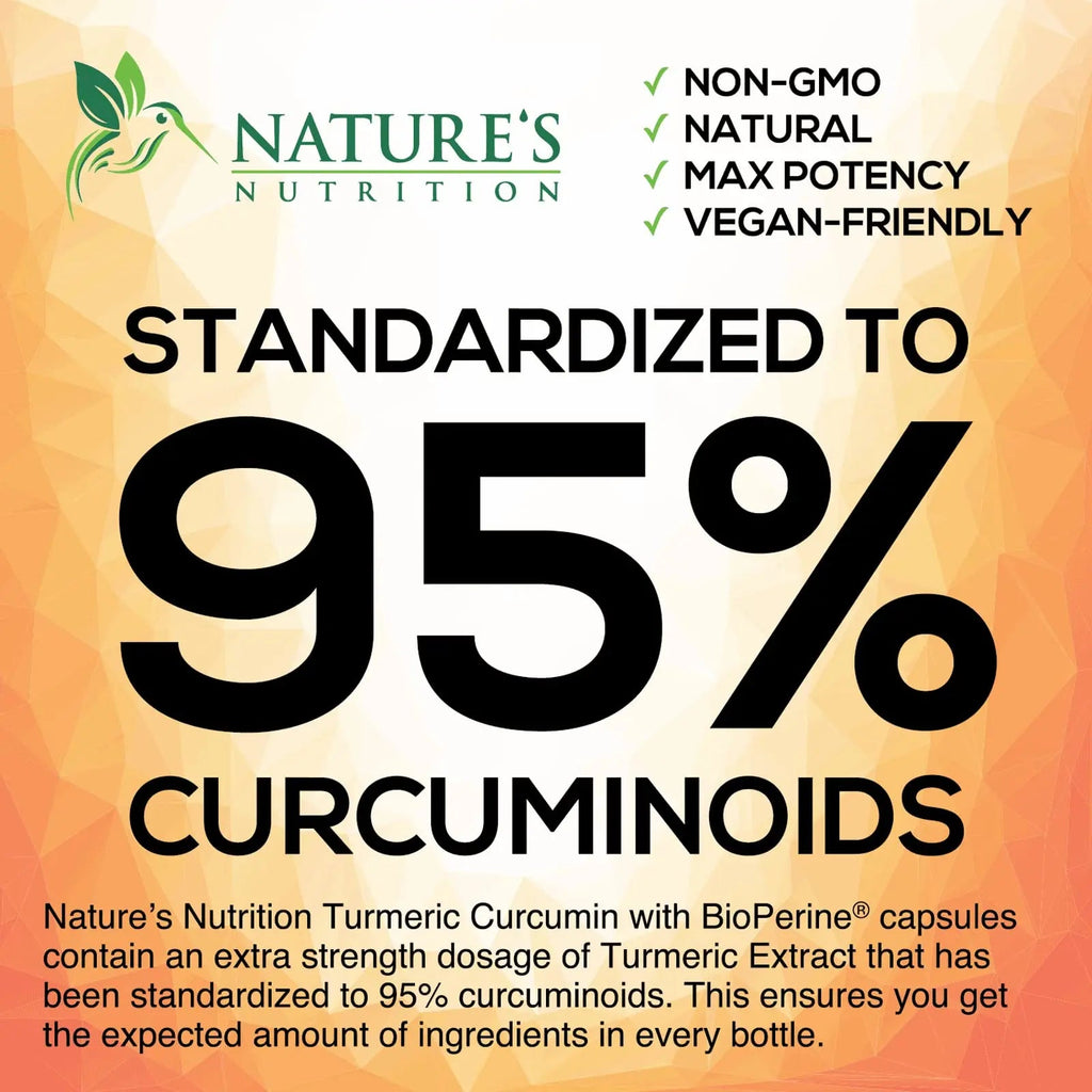 Turmeric Curcumin with BioPerine & Ginger 95% Standardized Curcuminoids 1950mg Nature's Nutrition Au supplements