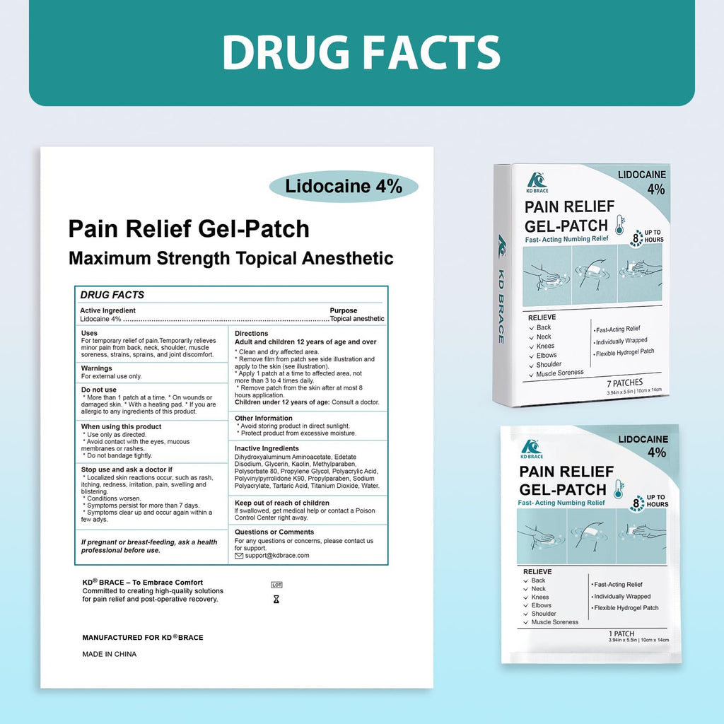 KD 4% Lidocaine Pain Relief Patches: Maximum Strength Lidocaine Patch for Back, Neck, Shoulder, Knee Pain, and Muscle Soreness – Large 3.9” x 5.5” (7 Count) KD Au supplements