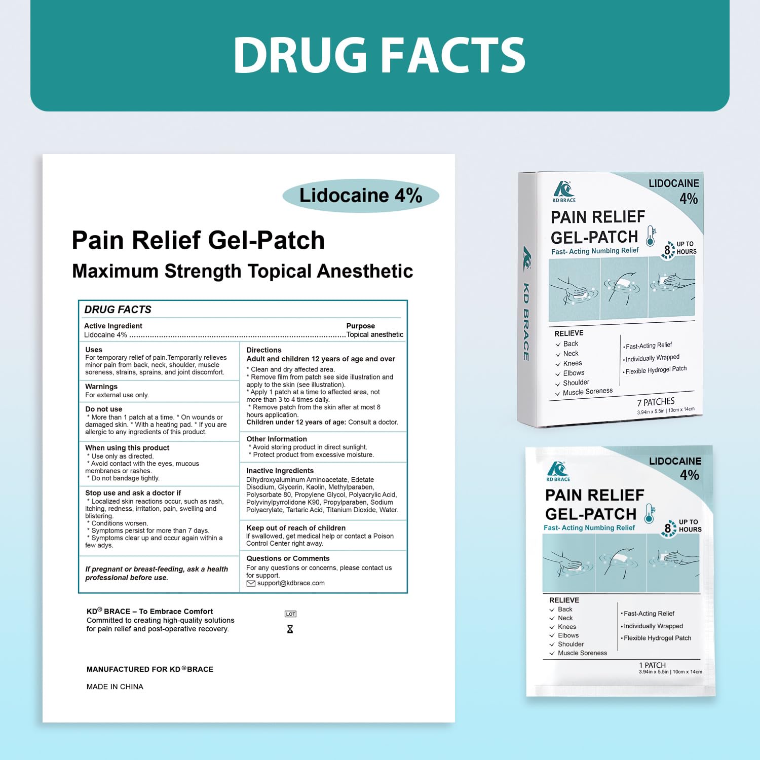 KD 4% Lidocaine Pain Relief Patches: Maximum Strength Lidocaine Patch for Back, Neck, Shoulder, Knee Pain, and Muscle Soreness – Large 3.9” x 5.5” (7 Count) KD Au supplements