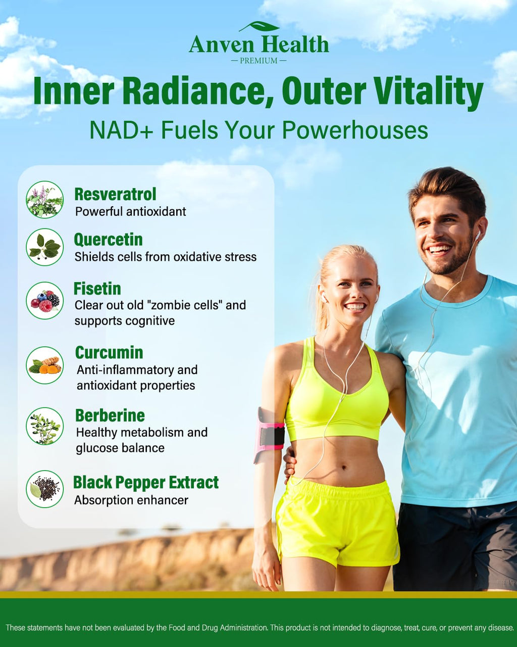 Liposomal NAD+ Resveratrol Supplement - NMN Alternative with Trans-Resveratrol, Quercetin & Fisetin - NAD Plus Booting for Women and Men, Support Cellular Energy & Healthy Aging, Non-GMO | 60 Capsules Anven Health Au supplements