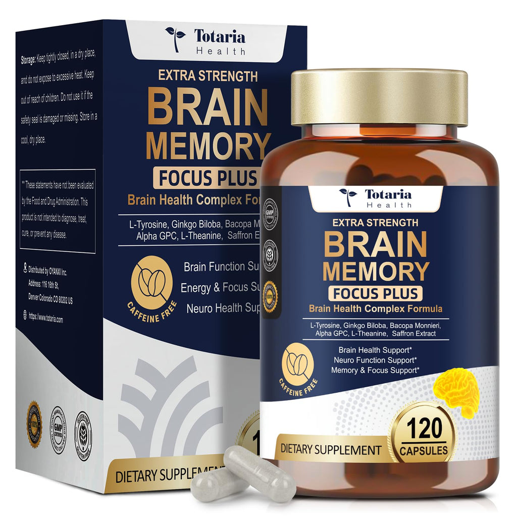 Totara Brain Supplements for Memory and Focus丨Non-Caffeinated Energy with L-Tyrosine, Alpha GPC, Ginkgo Biloba, Bacopa Monnieri, Saffron – Gluten Free, Non-GMO for Neuro & Brain Health (120 Counts) Totaria Au supplements