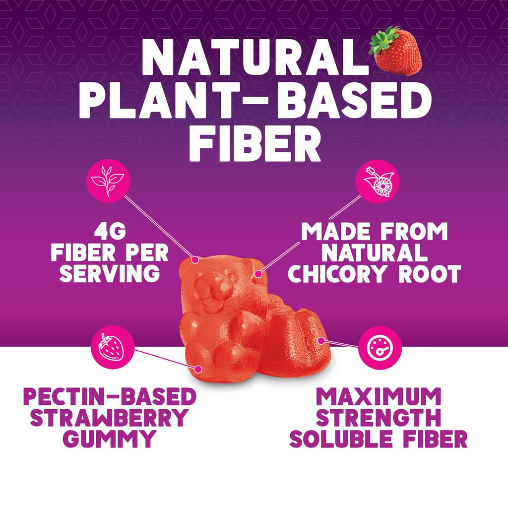 Fiber Gummies for Adults - Soluble Fiber 4g Per Serving - Plant-Based Prebiotic Fiber Supplement for Digestive Health, Gut Health, & Regularity Support - Vegan Gummy