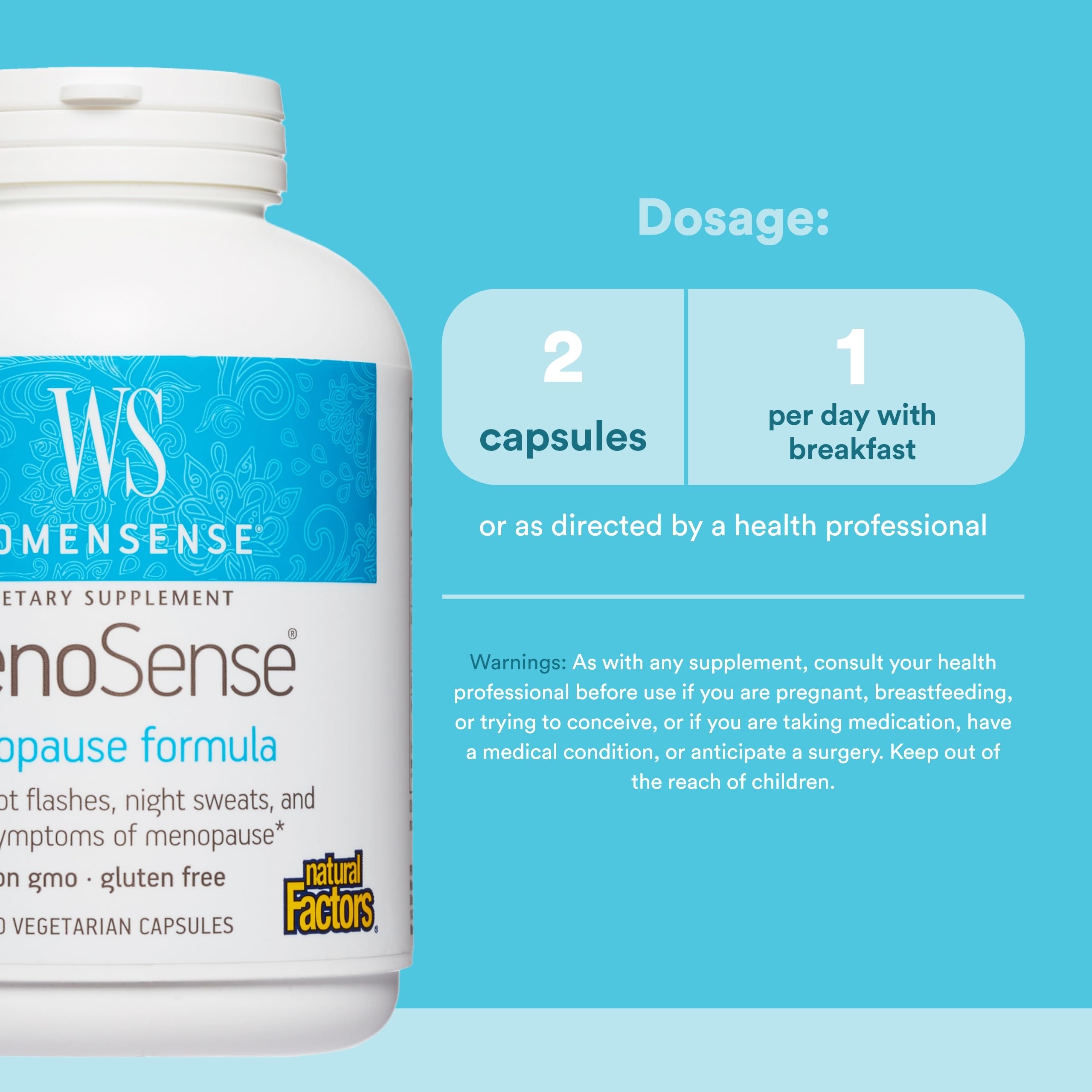 Natural Factors WomenSense MenoSense - Dietary Supplement with Black Cohosh, Chasteberry & Dong Quai - Menopause & Perimenopause Support Supplement - 180 Vegetarian Capsules (90 Servings) Natural Factors Au supplements