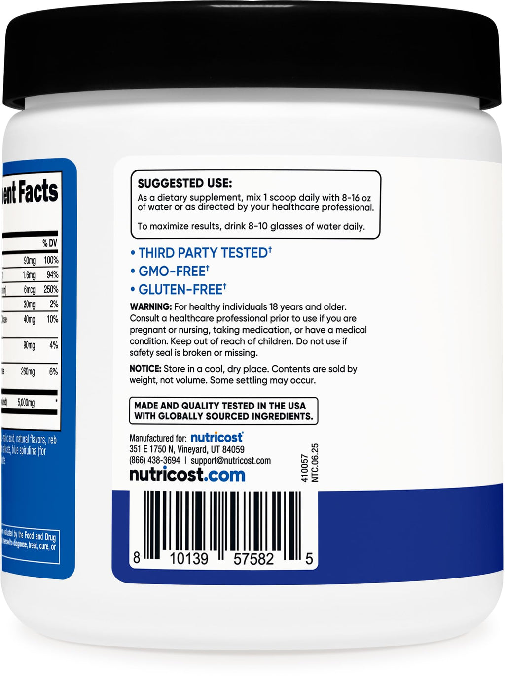 Nutricost Creatine Monohydrate + Hydration Blue Raspberry Flavored (30 Servings) - 7 Vitamins & Minerals, 5000mg of Creatine Per Serving Nutricost Au supplements