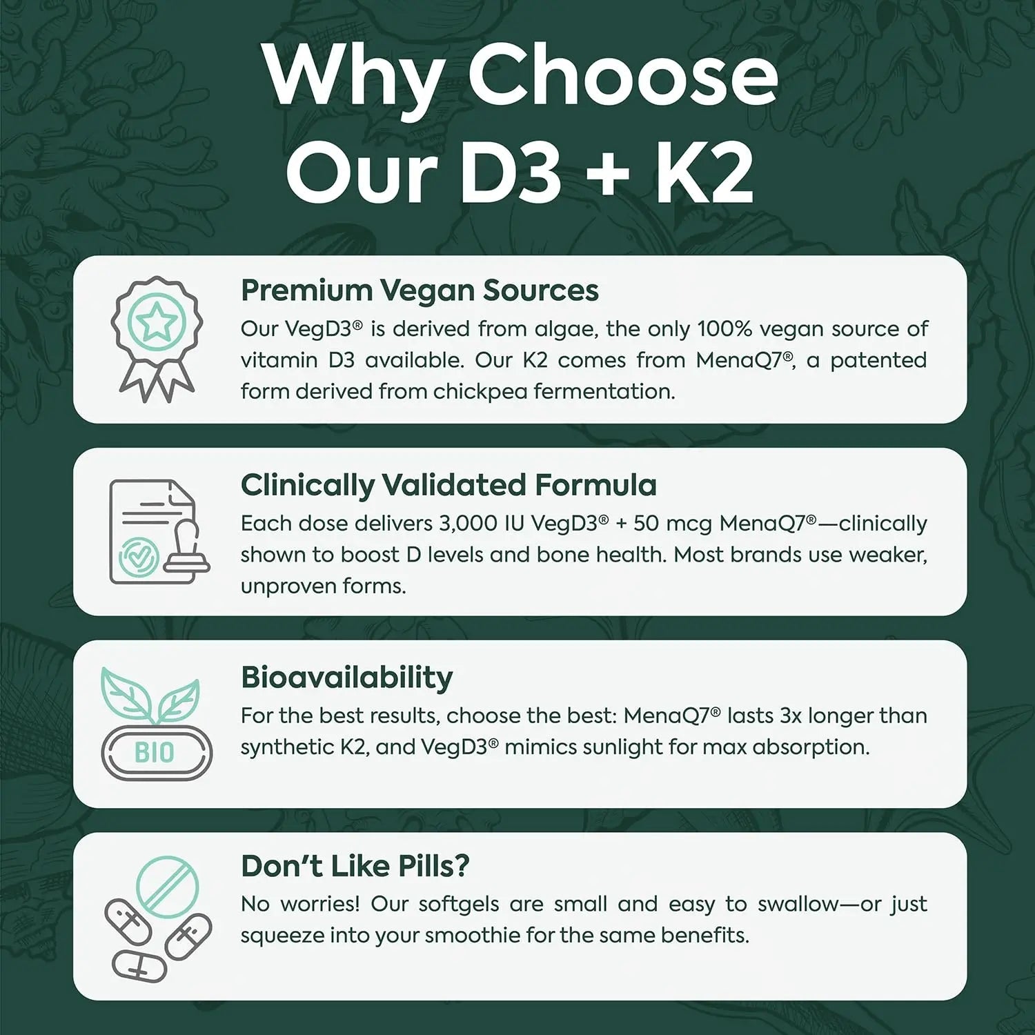 Organics Ocean Better D3 + K2-100% Organic VIT D3 and K2 Supplements with Maximum Bioavailability - Supports Bone Density, Calcium Balance Organics Ocean Au supplements