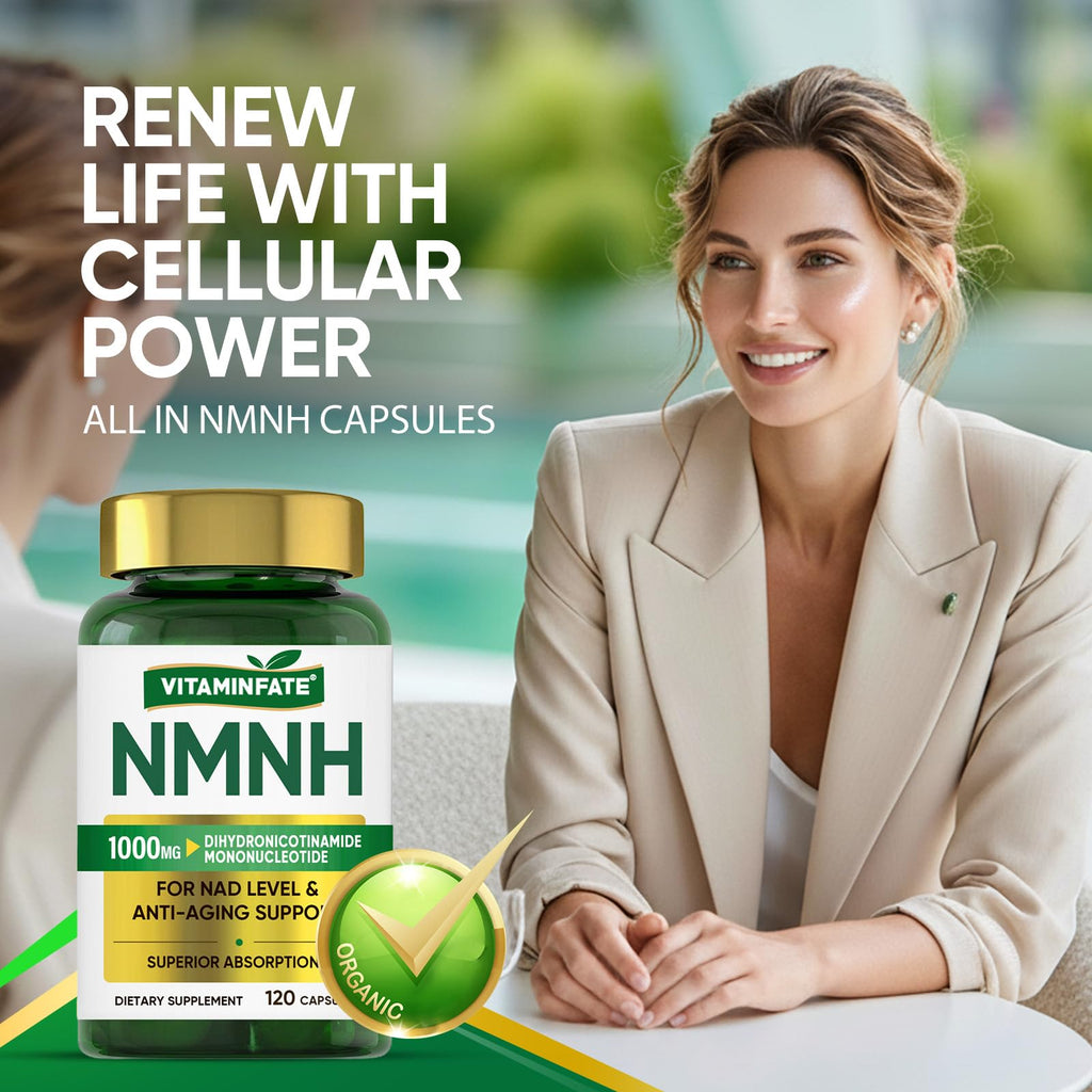 VITAMINFATE NMNH Supplement 1000 mg - 120 Capsules | NMN Alternative | Supports Anti-Aging, Cellular Energy and Repair, Metabolism & Brain Boost VITAMINFATE Au supplements