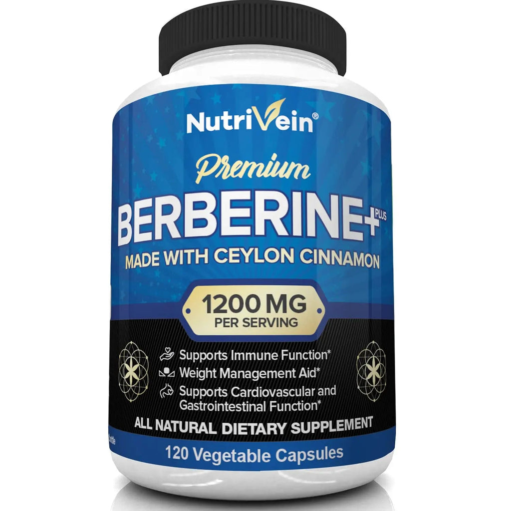 Nutrivein Premium Berberine HCL 1200mg Plus Organic Ceylon Cinnamon - 120 Capsules Nutrivein Au supplements