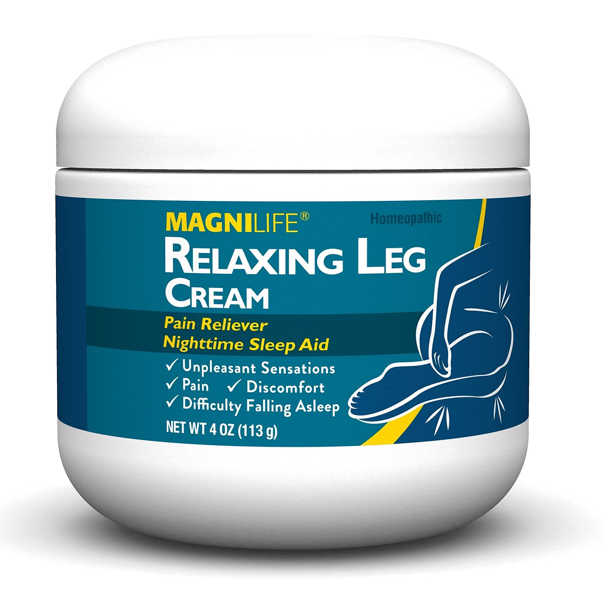 MagniLife Relaxing Leg Cream, Restless Legs, Deep Penetrating Topical for Pain, Naturally Soothe Cramping, Discomfort, and Tossing with Lavender and Magnesium - 4oz MagniLife Au supplements
