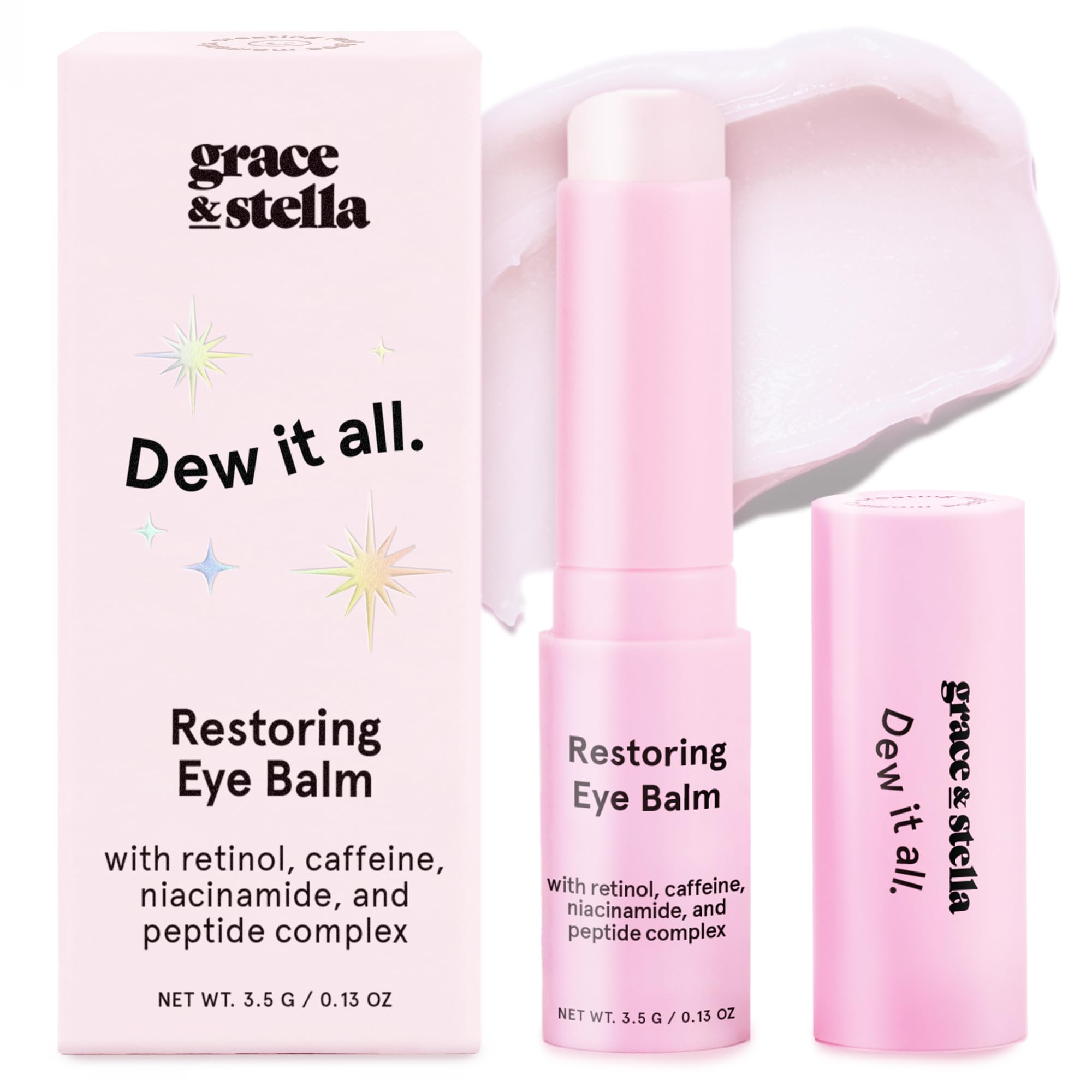 grace & stella Under Eye Brightener Balm Stick - Travel Size Toiletries - Retinol & Caffeine Eye Cream