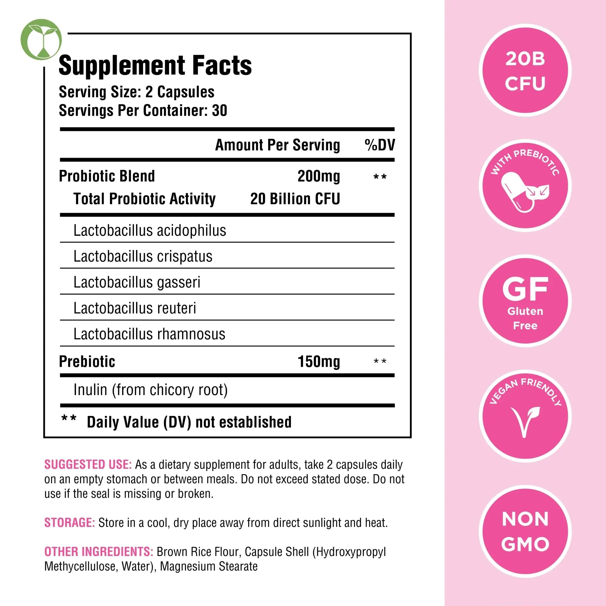 Vaginal Probiotics for Womens Health 20 Billion CFU | PH Balance & Vaginigal Odor Support 60 Capsules Natural Foundation Supplements Au supplements