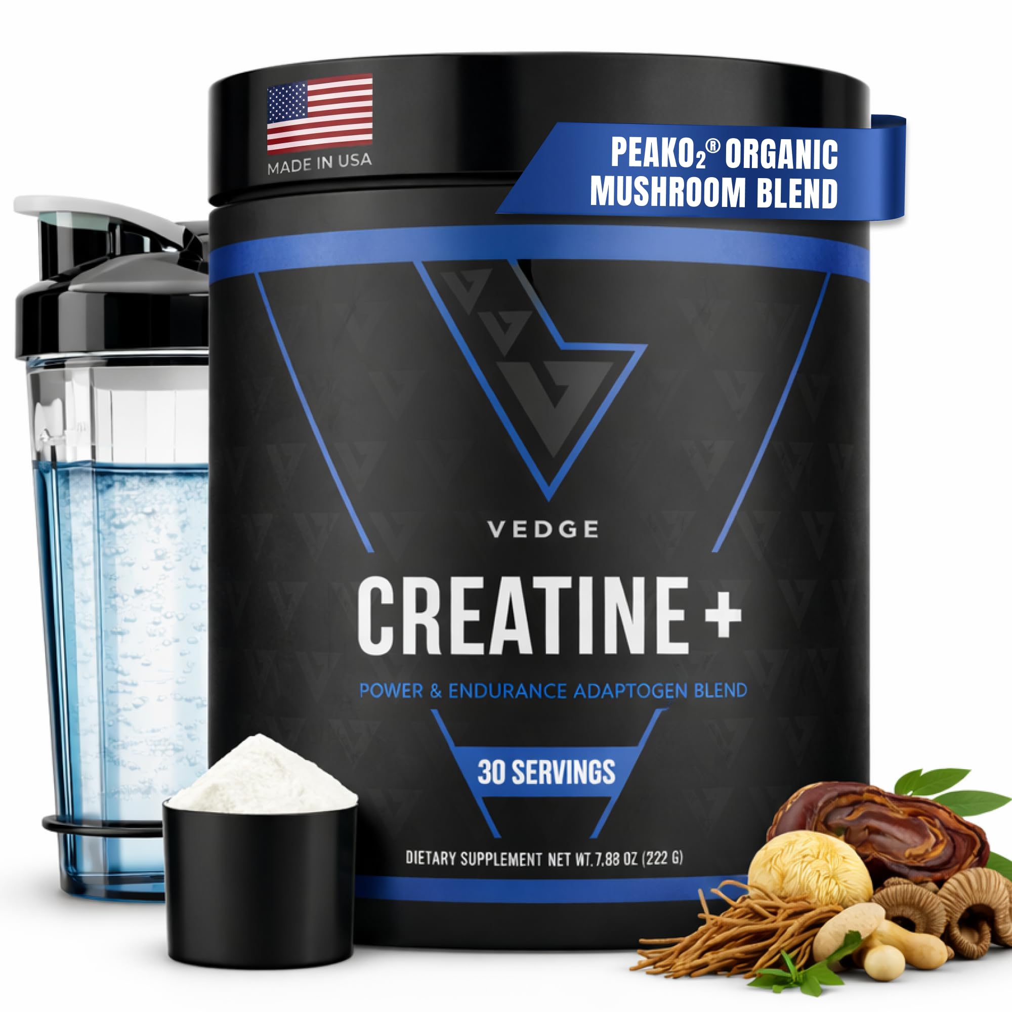 VEDGE Nutrition Creatine + | Vegan Plant-Based Creatine Monohydrate Powder | Energy, Performance & Function | Ergogenic Aids for Athletes | Unflavored, 30 Servings VEDGE Au supplements