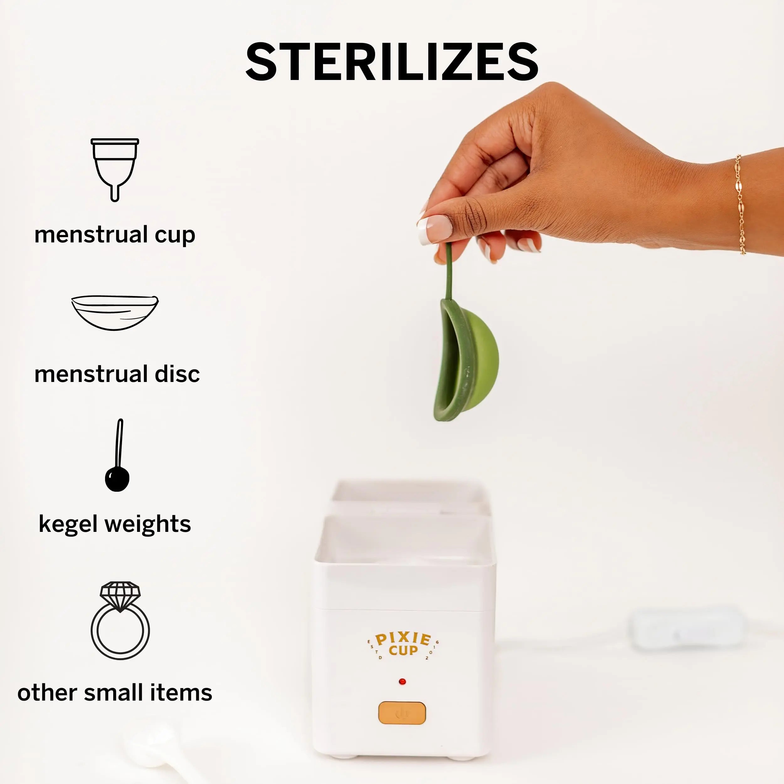 Pixie Menstrual Cup Sterilizer Cleaner Machine - The Only Hinged Lid Steamer & Drying Stand Pixie Cup Au supplements