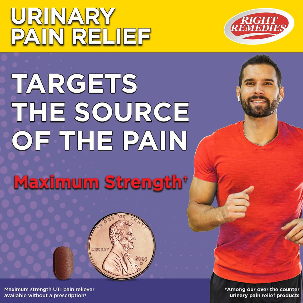 RIGHT REMEDIES Urinary Pain Relief Phenazopyridine HCl 99.5mg Tablets | Maximum Strength OTC for Fast Relief of UTI Pain, Burning and Bladder discomfort | Generic AZO Maximum Strength (72 Count) RIGHT REMEDIES Au supplements