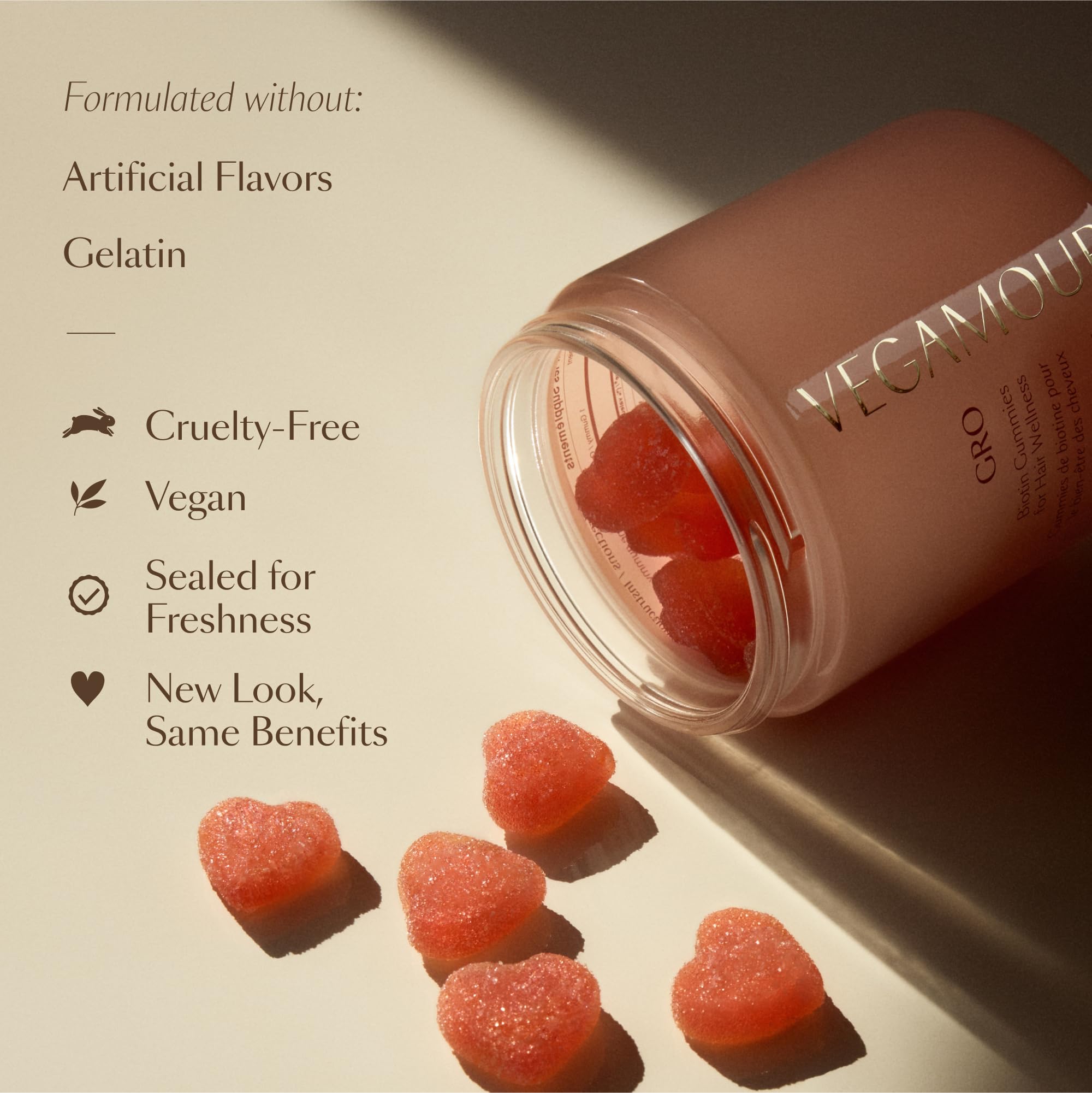VEGAMOUR GRO Biotin Gummies, Strawberry Flavor with 5000 mcg Biotin, Supports Healthy Hair Vegan Gummies with Vitamins A, B, C, E, B-12 & More, 30 Ct VEGAMOUR Au supplements