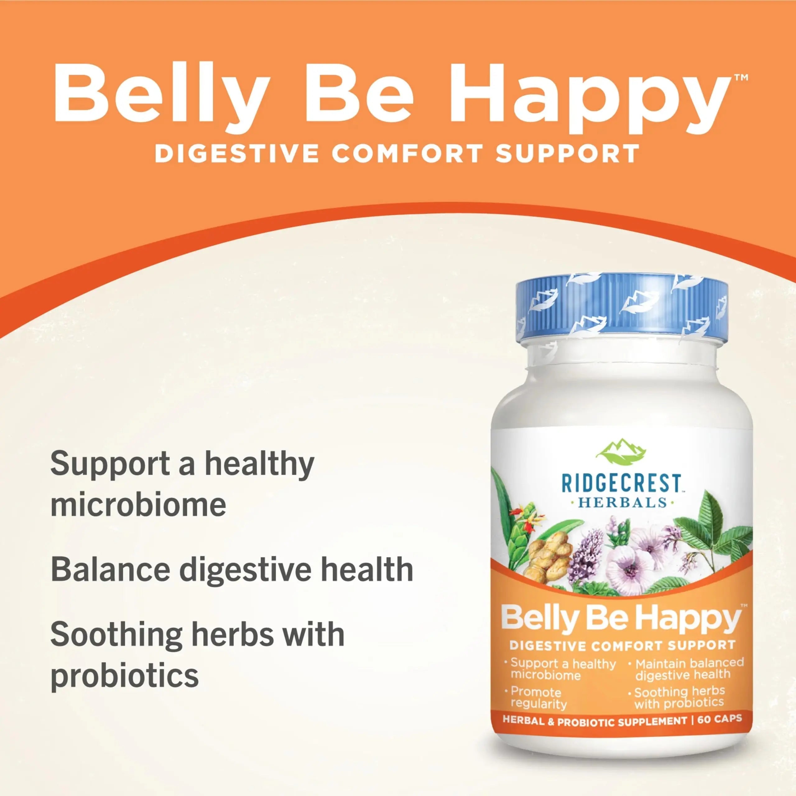 RidgeCrest Herbals Belly Be Happy - 60 Capsules - Digestive Comfort Support - Non-GMO RidgeCrest Herbals Au supplements