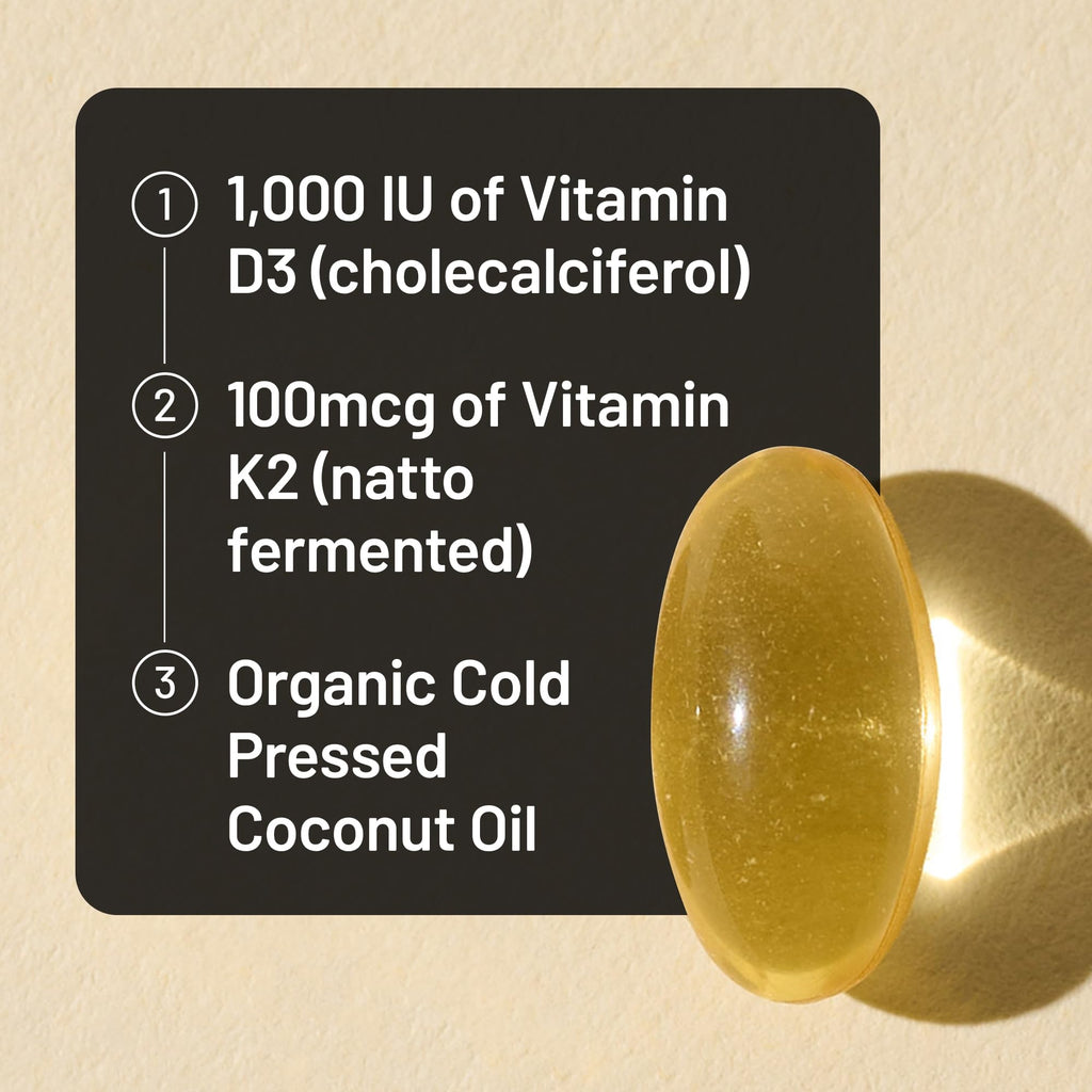 NatureWise Vitamin D3 1000IU + K2 (MK7) 100mcg with Organic Extra Virgin Coconut Oil - Supports Calcium Absorption, Bone & Immune Health - Non-GMO