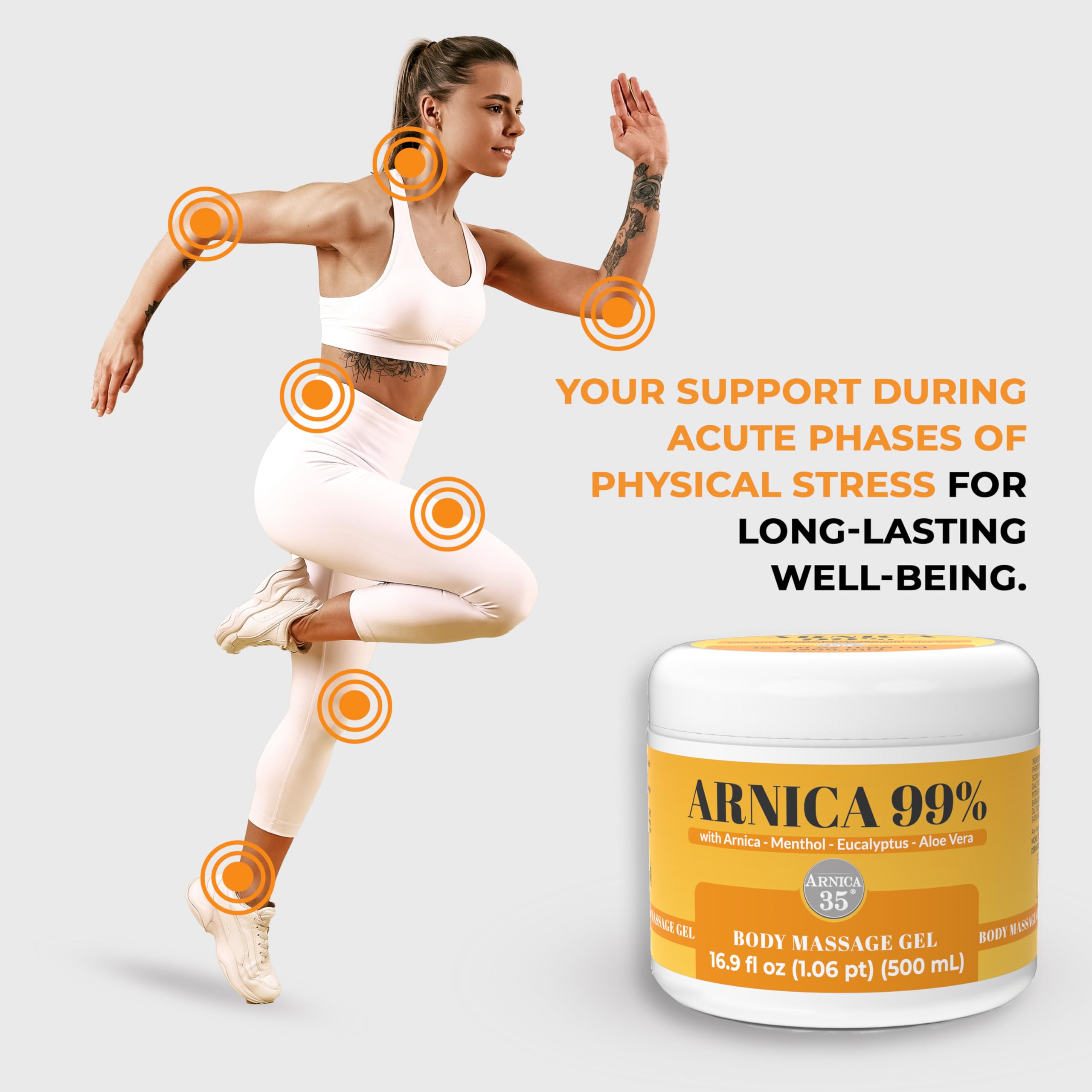 Arnica 35 Arnica Body Massage Gel – Water-Based Cosmetic Massage Gel with Arnica Montana, Fast-Absorbing Lightweight Texture, Non-Greasy Feel, Dermatologically Tested, 16.9 fl oz Arnica Au supplements