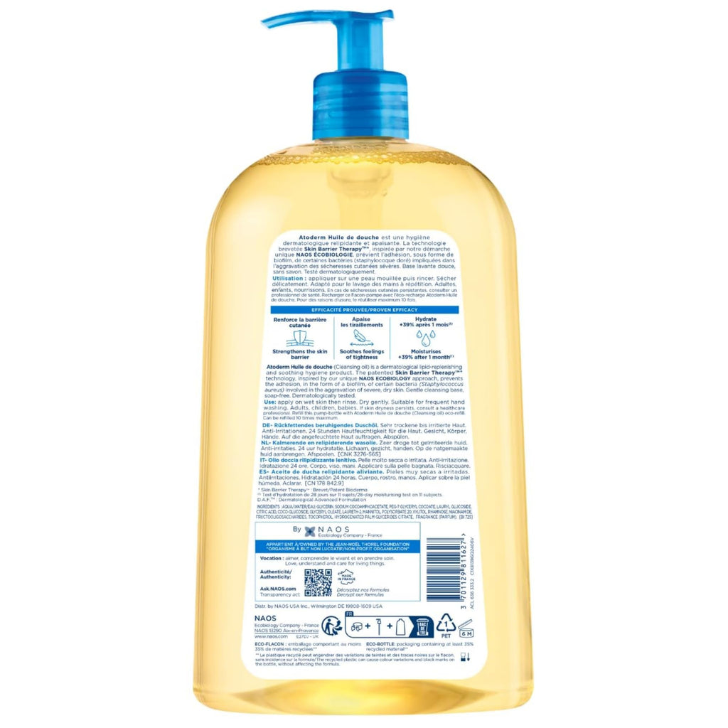 Bioderma Atoderm Shower Oil, Cleansing Oil For Face & Body, Nourishing Cleansing Oil For Dry to Atopic Sensitive Skin