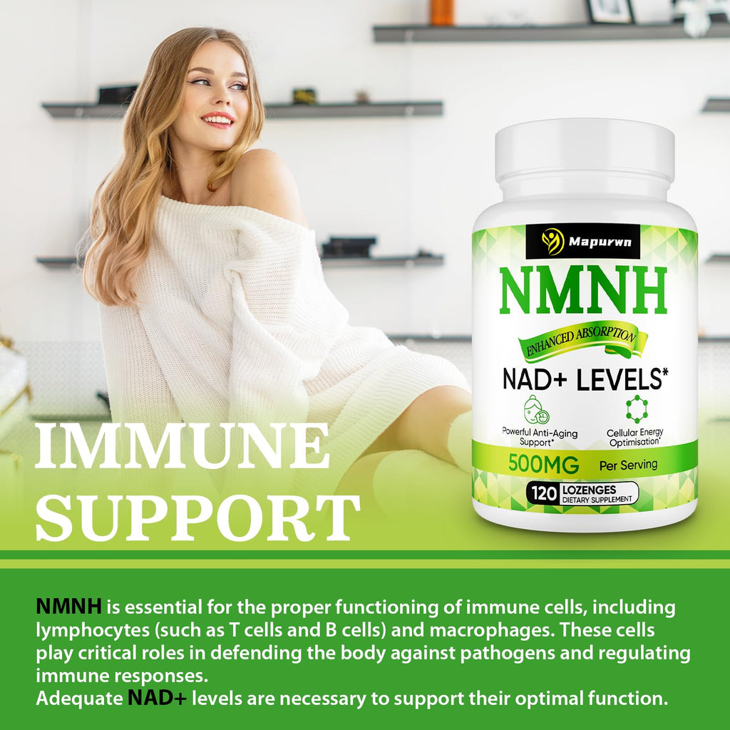 Mapurwn NMNH (Dihydronicotinamide Mononucleotide), NMN Supplement, 500mg per Serving NAD Supplement to Boost NAD+ Levels As We Age for Women & Men, Anti-Aging, Energy, Focus, 120 Count Mapurwn Au supplements