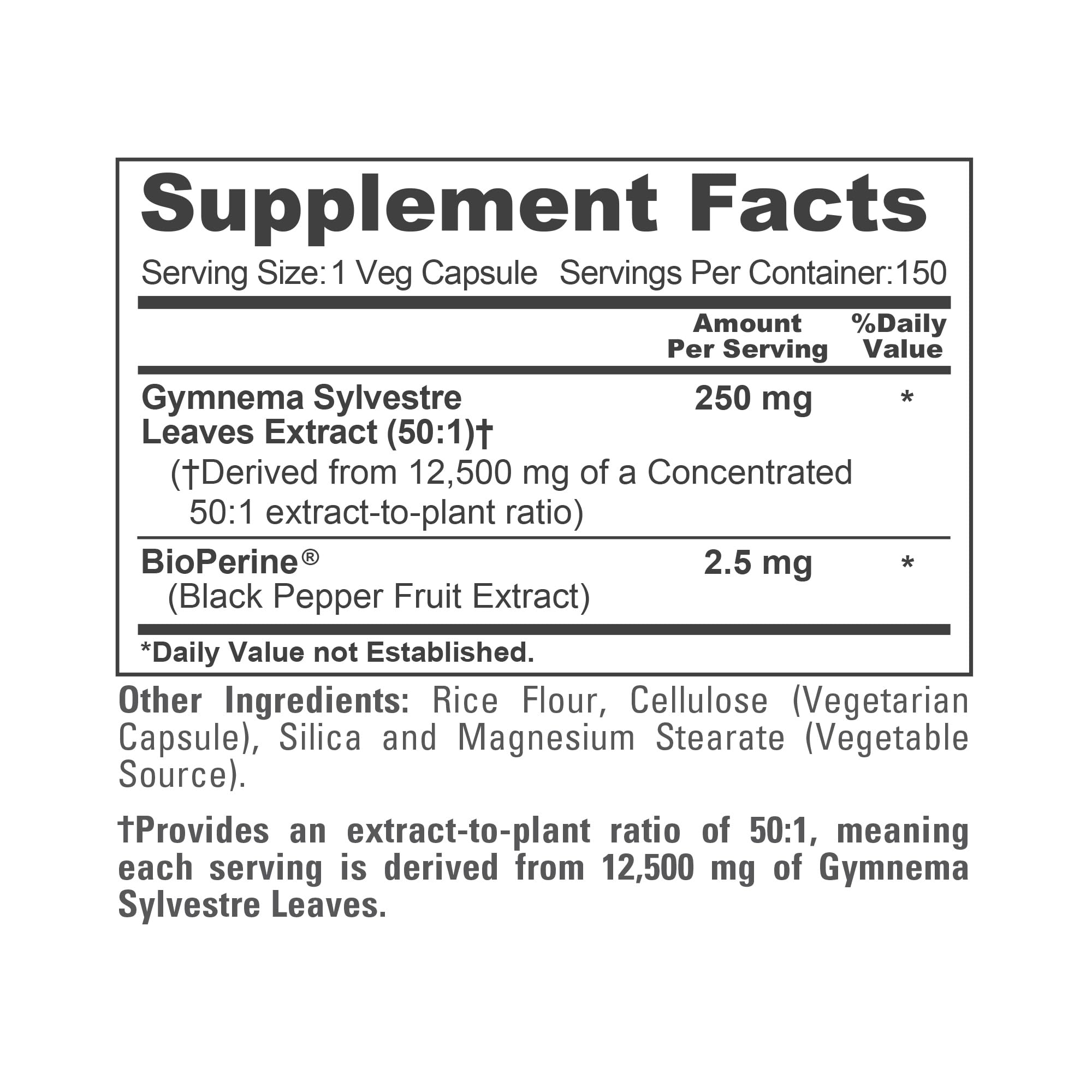 NusaPure Gymnema Sylvestre 50:1 Extract, 250 mg Equivalent to 12,500mg Per Vegan Caps - 150 Count (Non-GMO, Vegan, Bioperine) NusaPure Au supplements