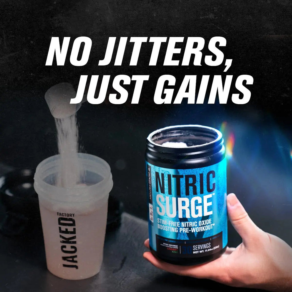 Nitric Surge Stim Free Pre Workout Powder - Caffeine Free Nitric Oxide Supplement Jacked Factory Au supplements