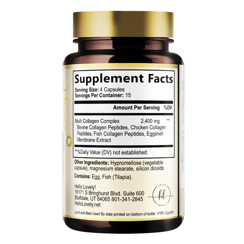 Multi Collagen Peptides for Women & Men - 2400mg per Serving - Best Hydrolyzed Collagen Complex with Type I, II, III, V, X - Hair, Skin, Nails & Joint Support