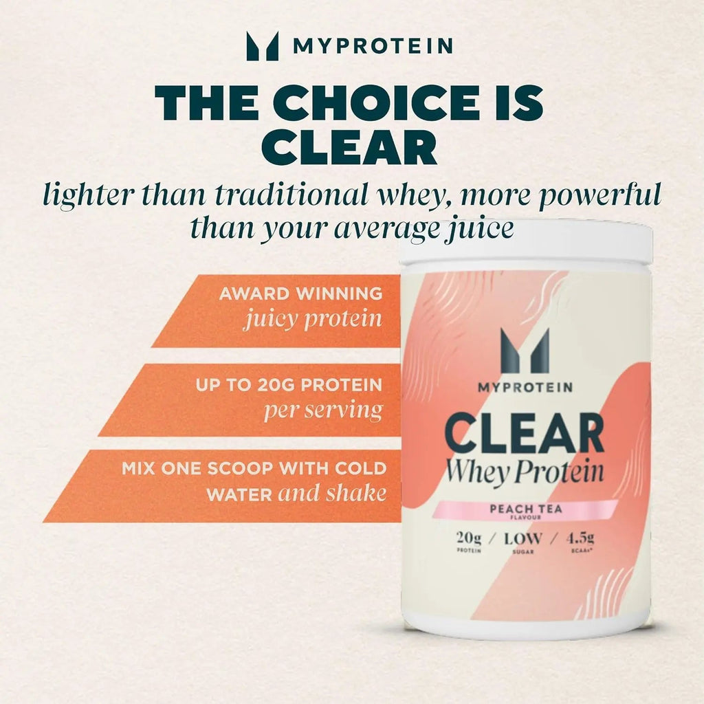 Myprotein Clear Whey Isolate Protein Powder - Peach Tea - 488g - 20 Servings Myprotein Au supplements