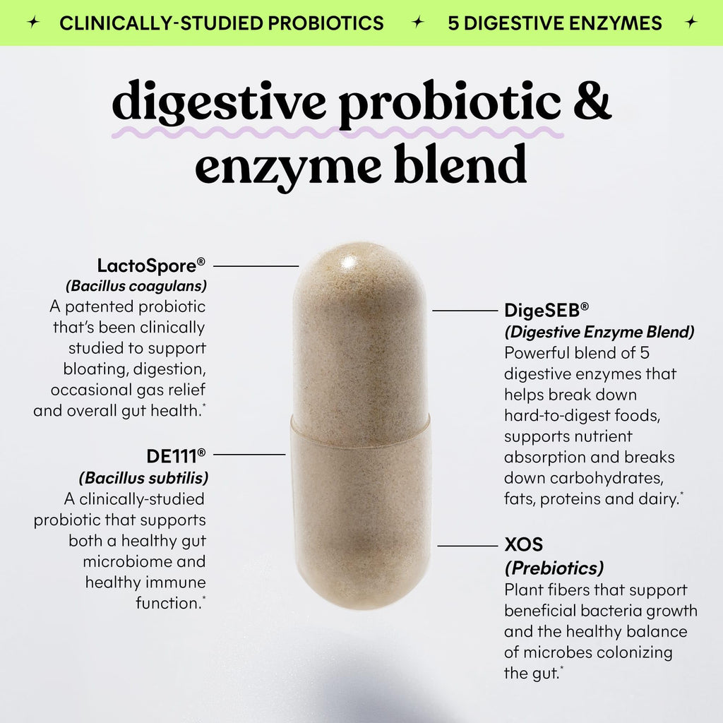 Lemme Debloat 3-in-1 Prebiotic, Probiotic & Digestive Enzyme Capsules for Bloating & Gas Relief - 2 Clinically Studied Probiotics w/5 Digestive Enzymes to Improve Digestion, Women & Men, (60 Count) Lemme Au supplements